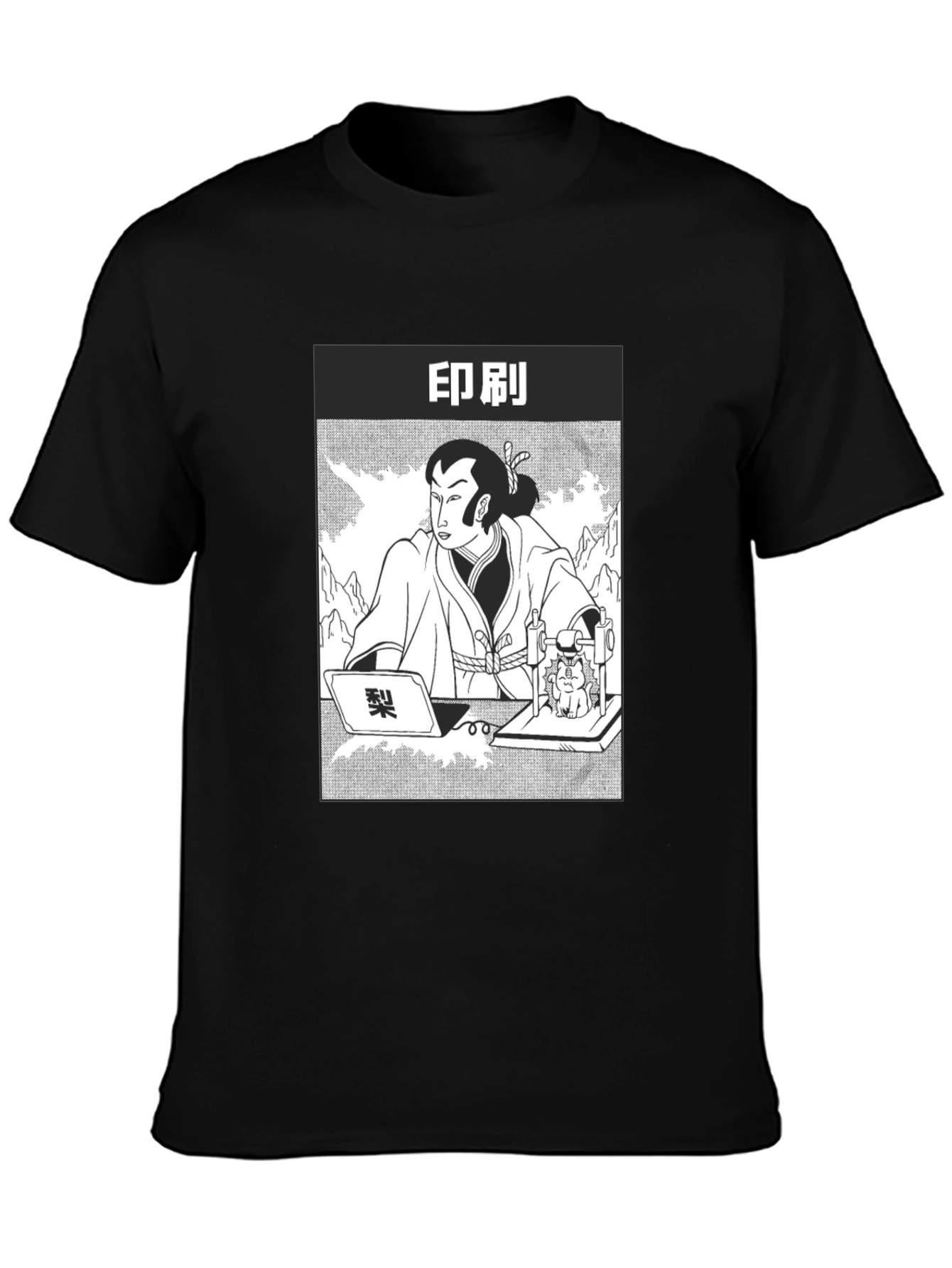 Samurai Comic Graphic Black T-Shirt