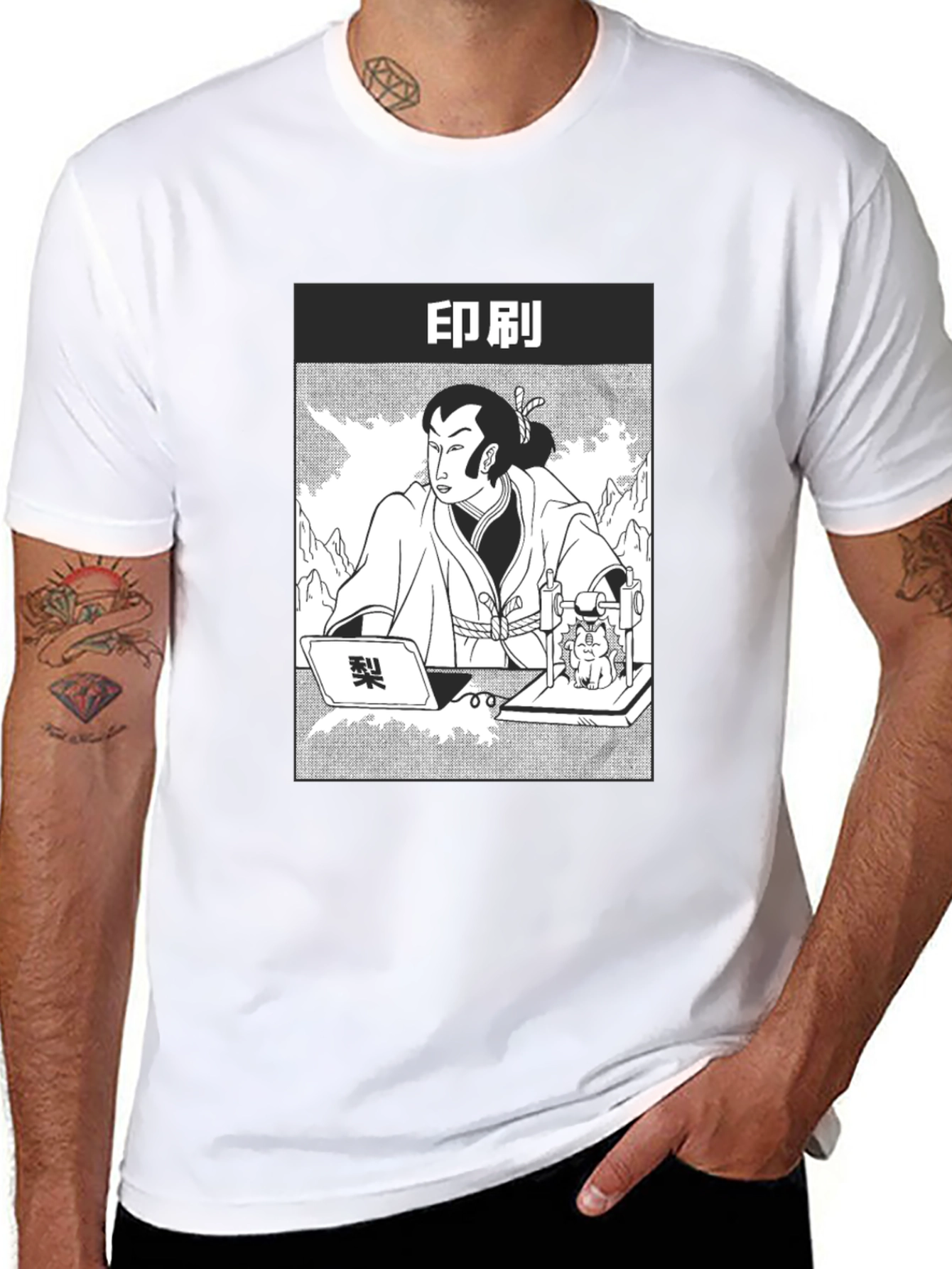 Samurai Comic Graphic Black T-Shirt