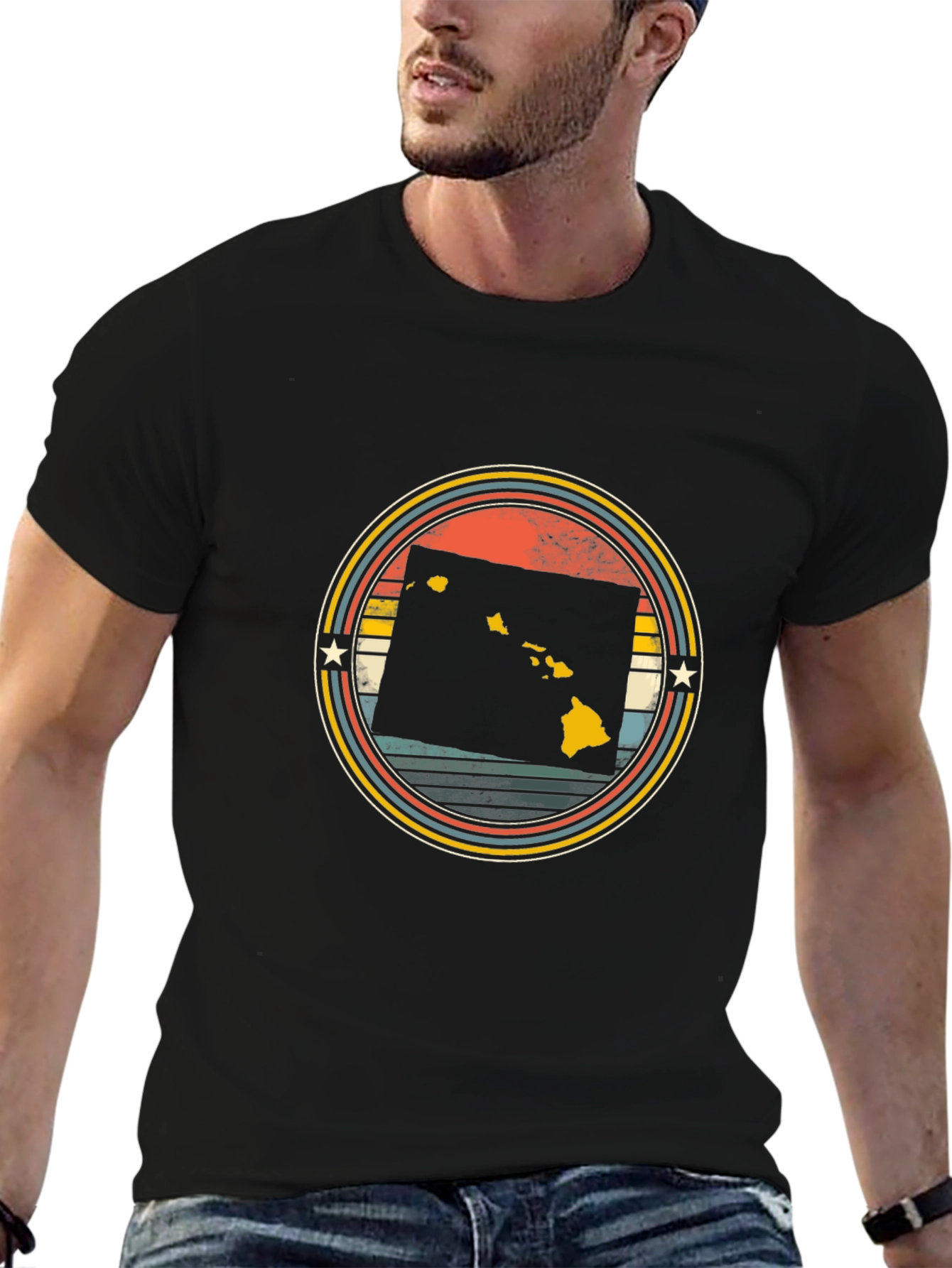 Hawaii Retro Circle Graphic T-Shirt
