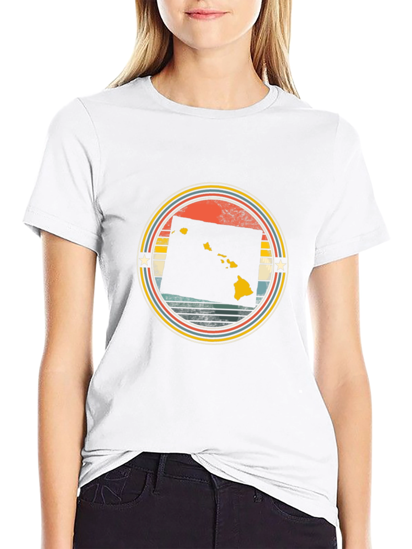 Hawaii Retro Circle Graphic T-Shirt