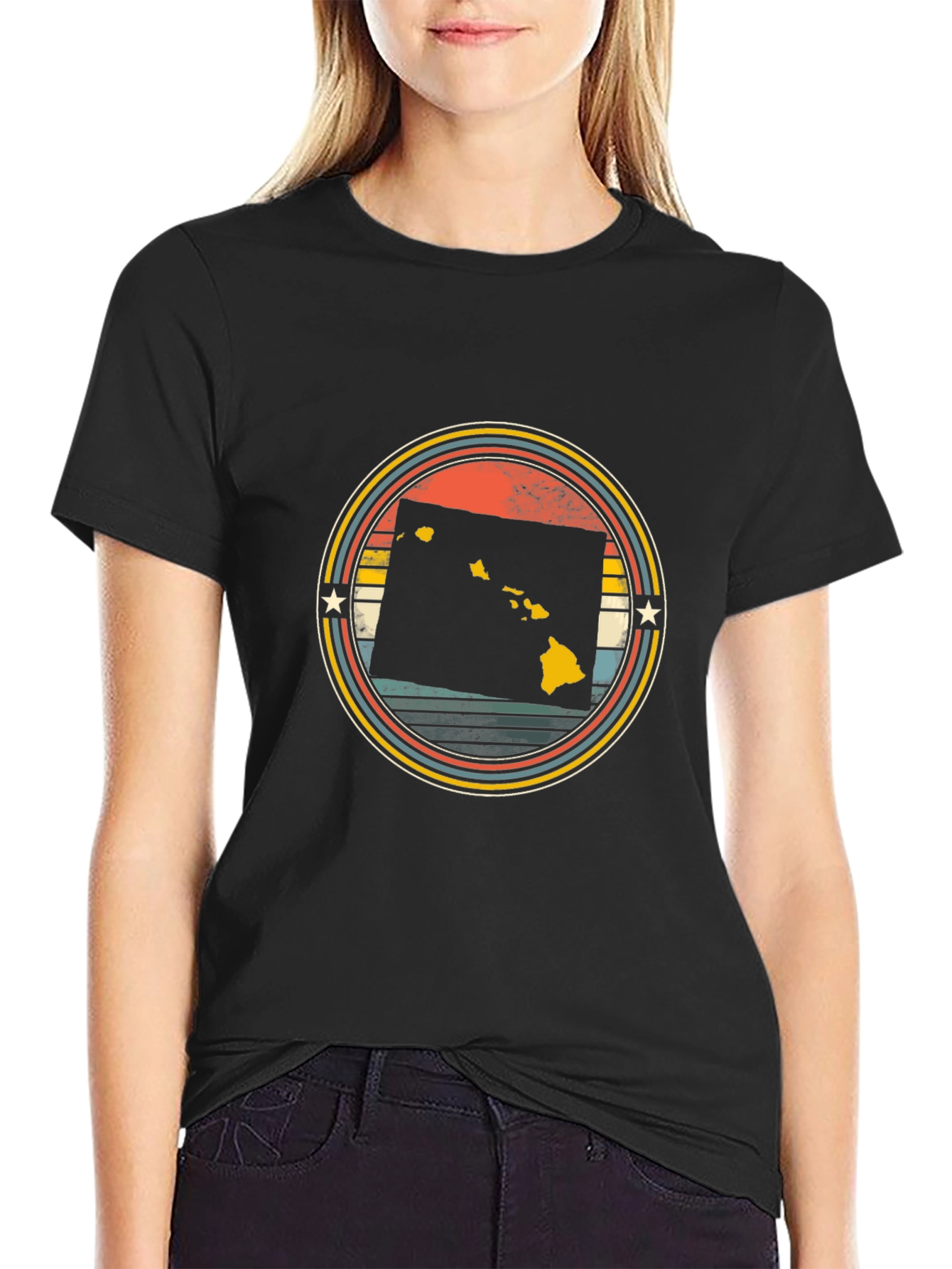 Hawaii Retro Circle Graphic T-Shirt