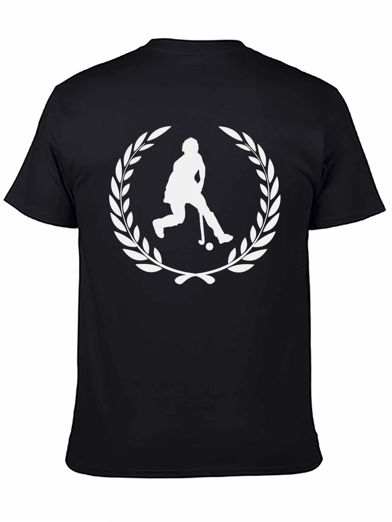 Hockey Player Laurel Wreath Graphic Tee - Black