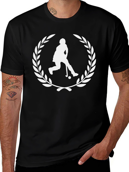 Hockey Player Laurel Wreath Graphic Tee - Black