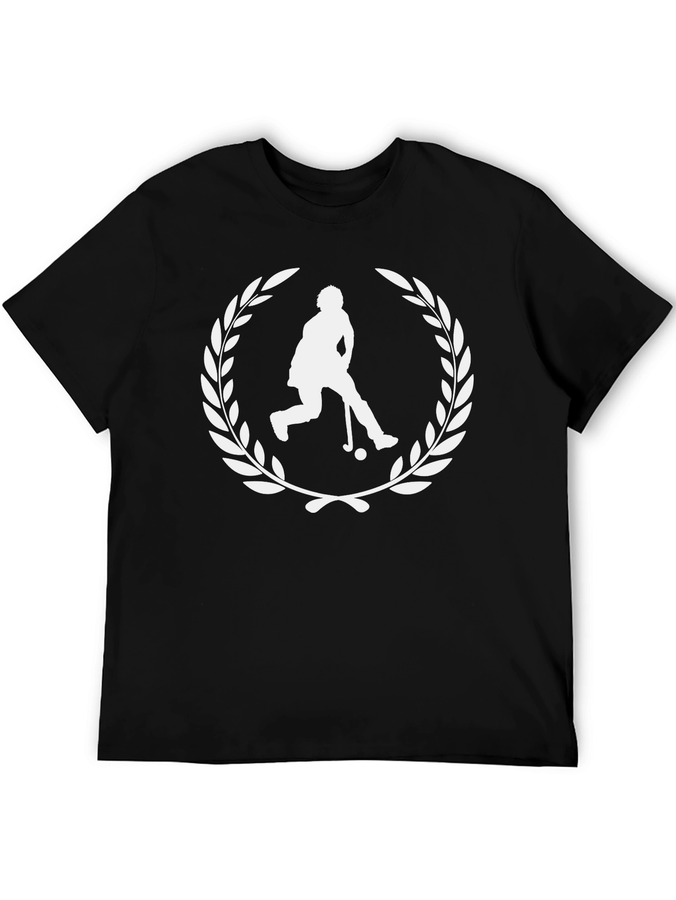 Hockey Player Laurel Wreath Graphic Tee - Black