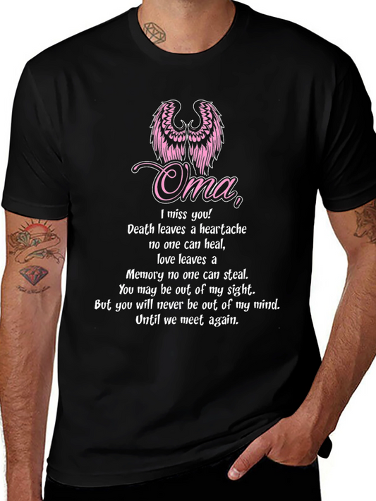 Oma Memorial T-Shirt - Miss You Angel Wings