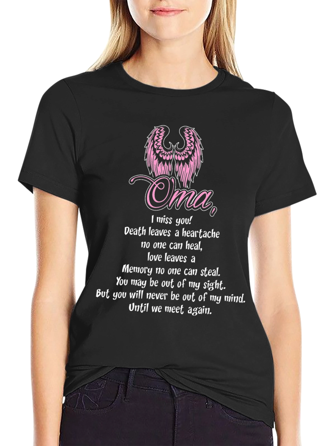 Oma Memorial T-Shirt - Miss You Angel Wings