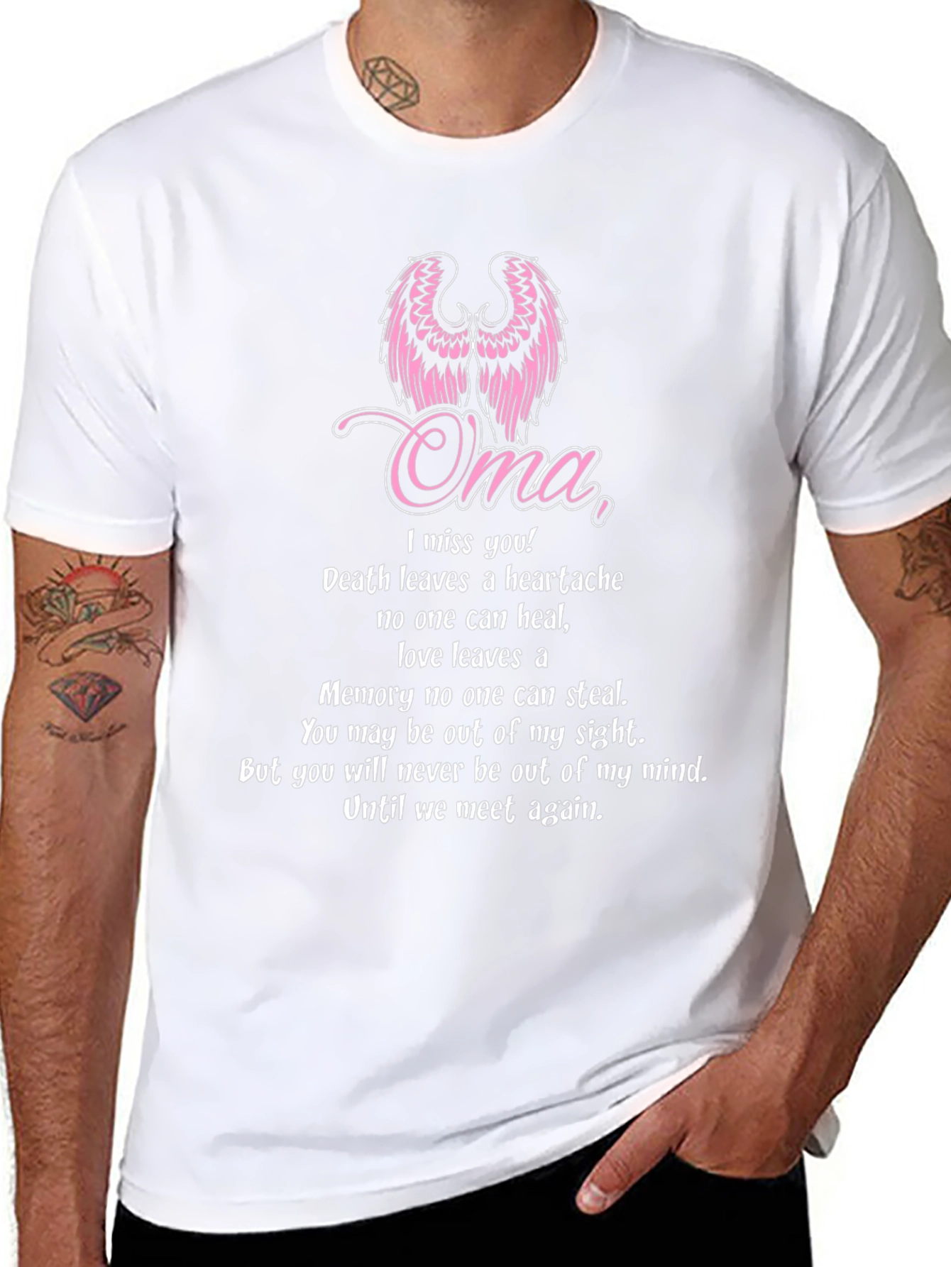 Oma Memorial T-Shirt - Miss You Angel Wings