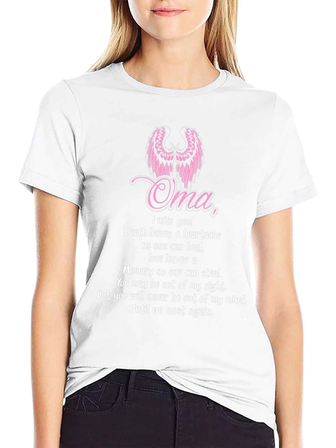 Oma Memorial T-Shirt - Miss You Angel Wings