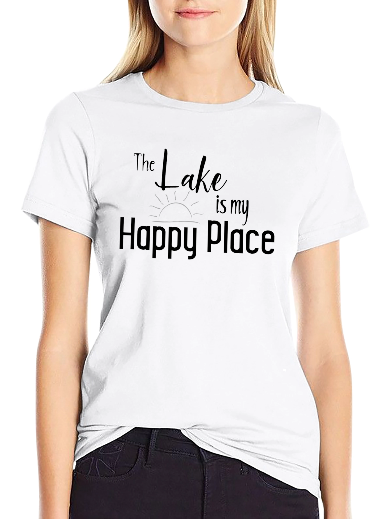 The Lake is my Happy Place Black Tee