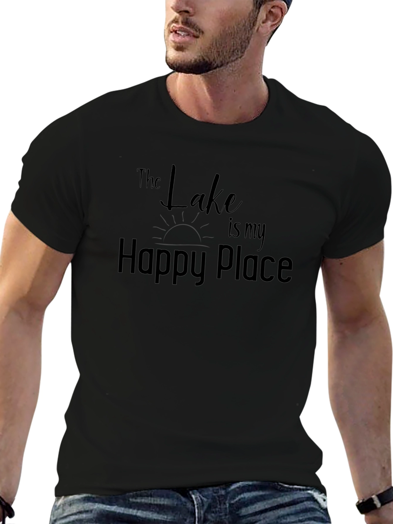 The Lake is my Happy Place Black Tee