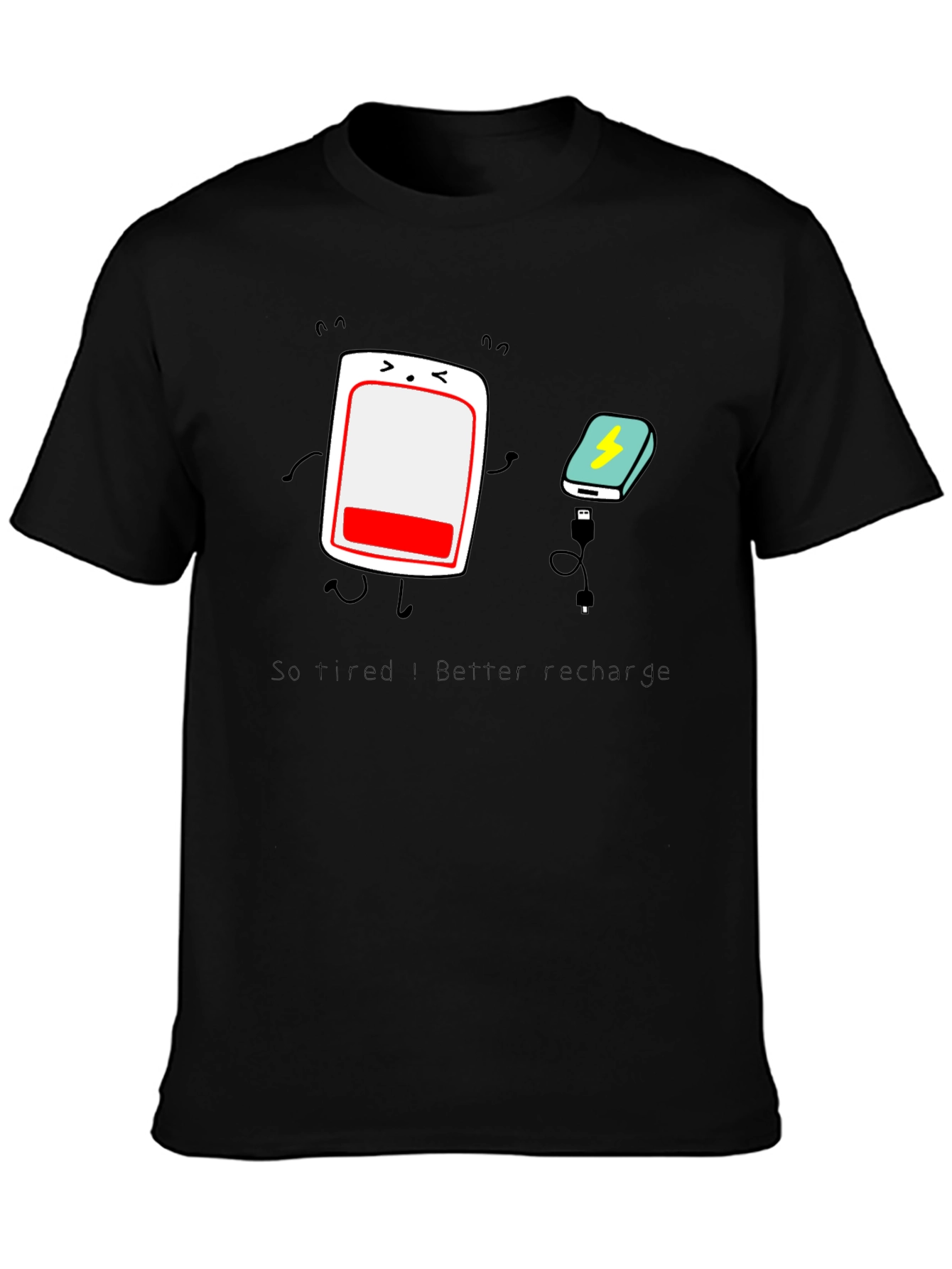Tired Battery Recharge Graphic T-Shirt - Unisex