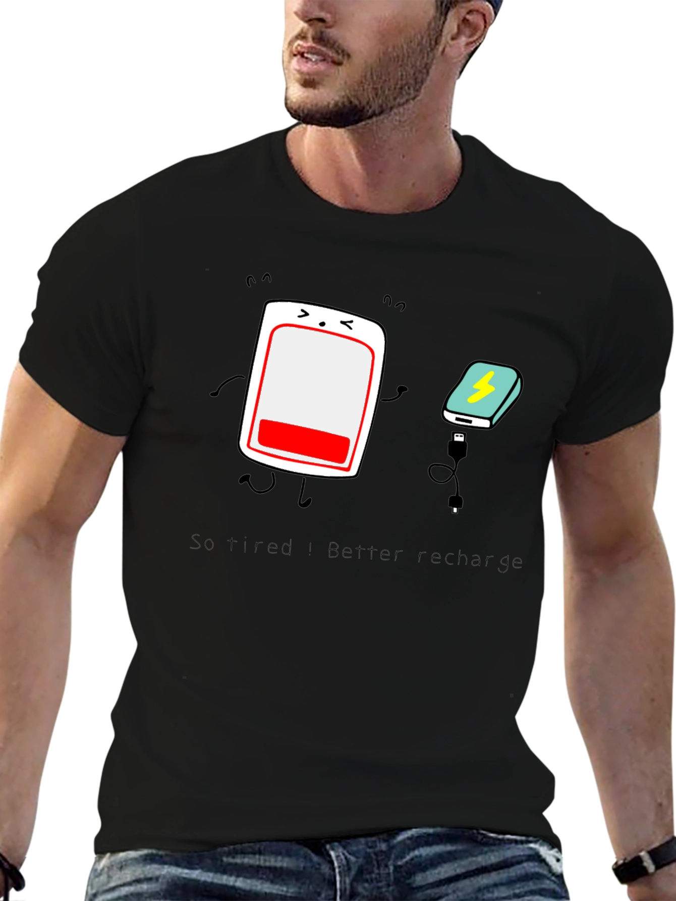 Tired Battery Recharge Graphic T-Shirt - Unisex