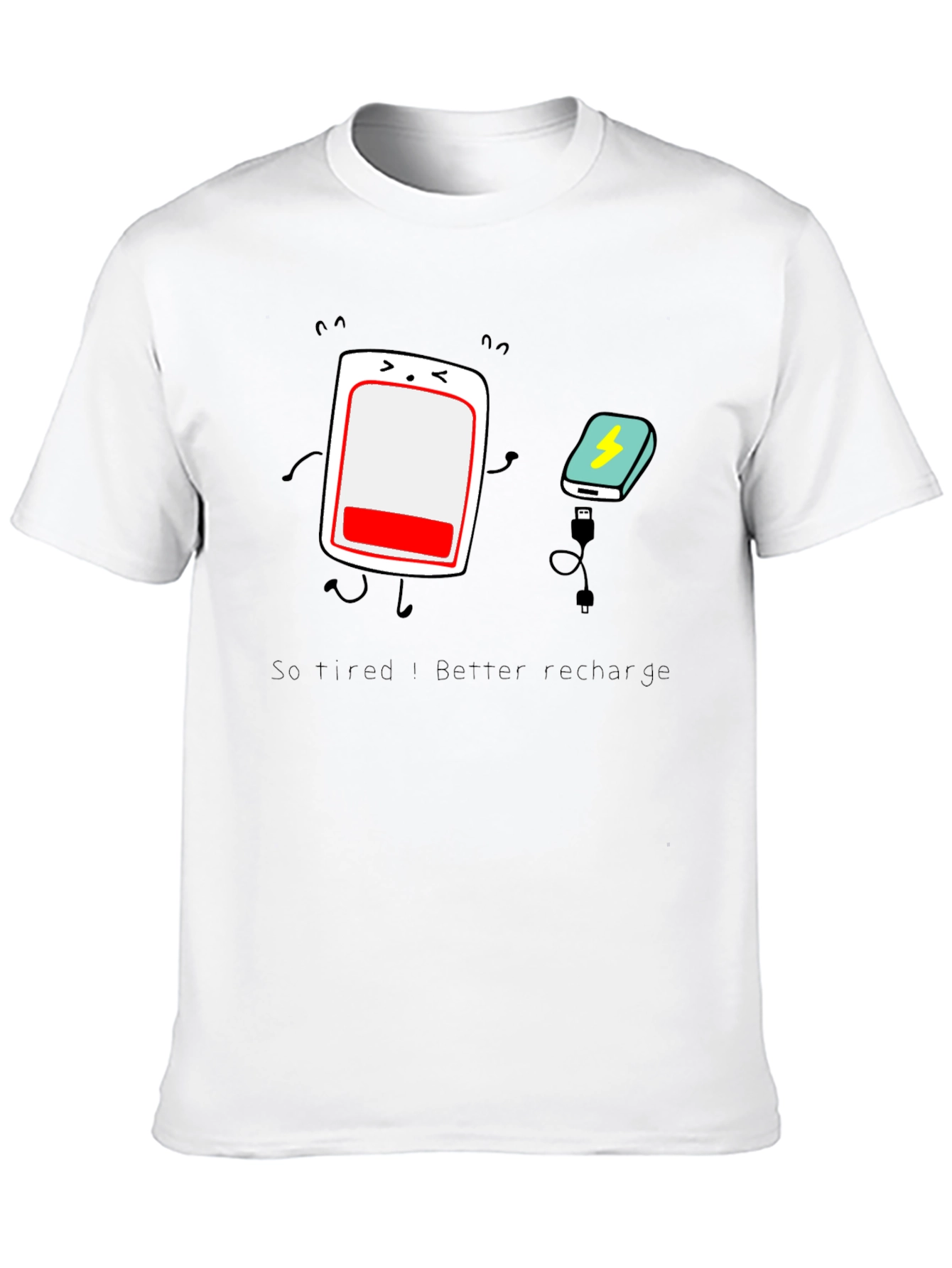 Tired Battery Recharge Graphic T-Shirt - Unisex