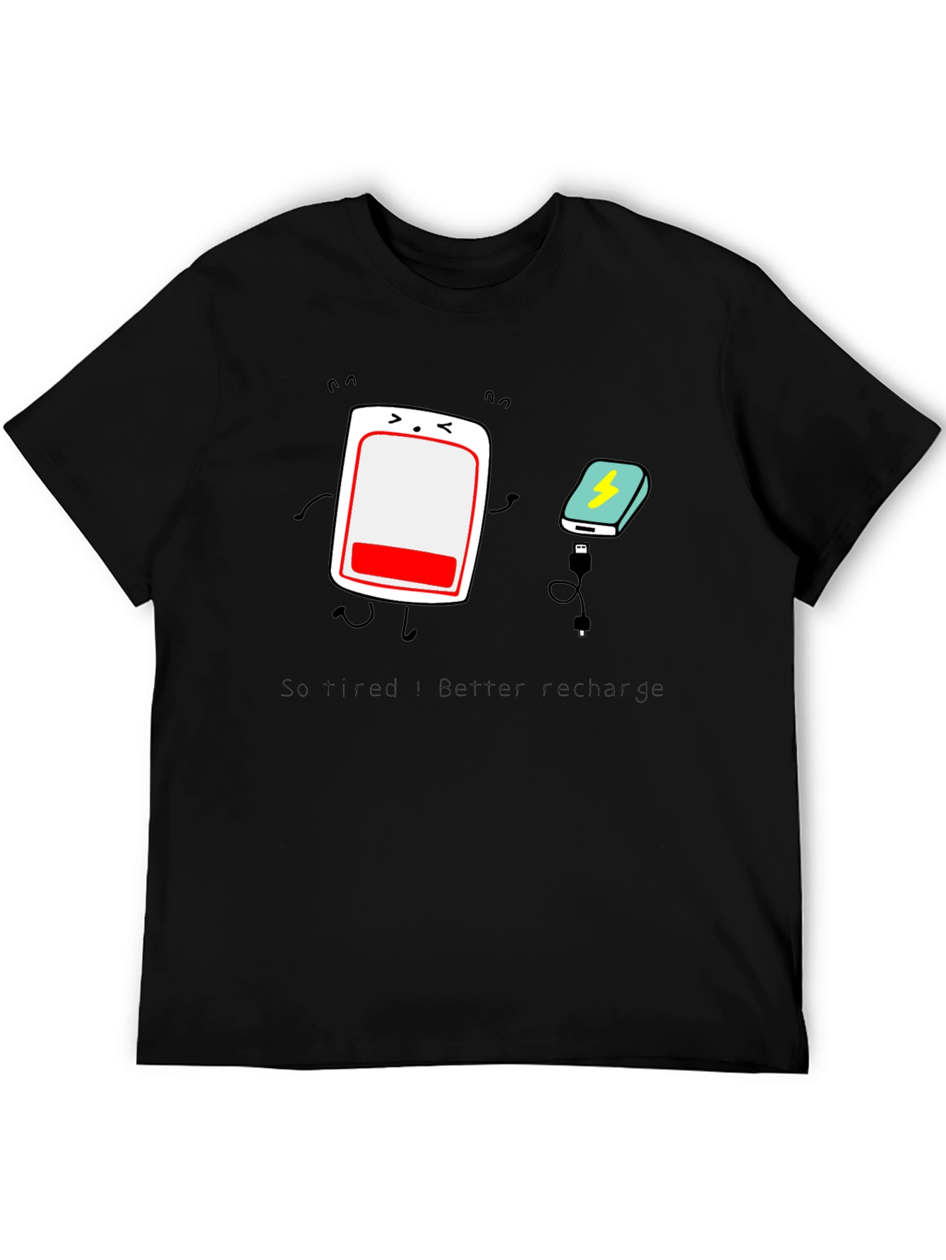 Tired Battery Recharge Graphic T-Shirt - Unisex