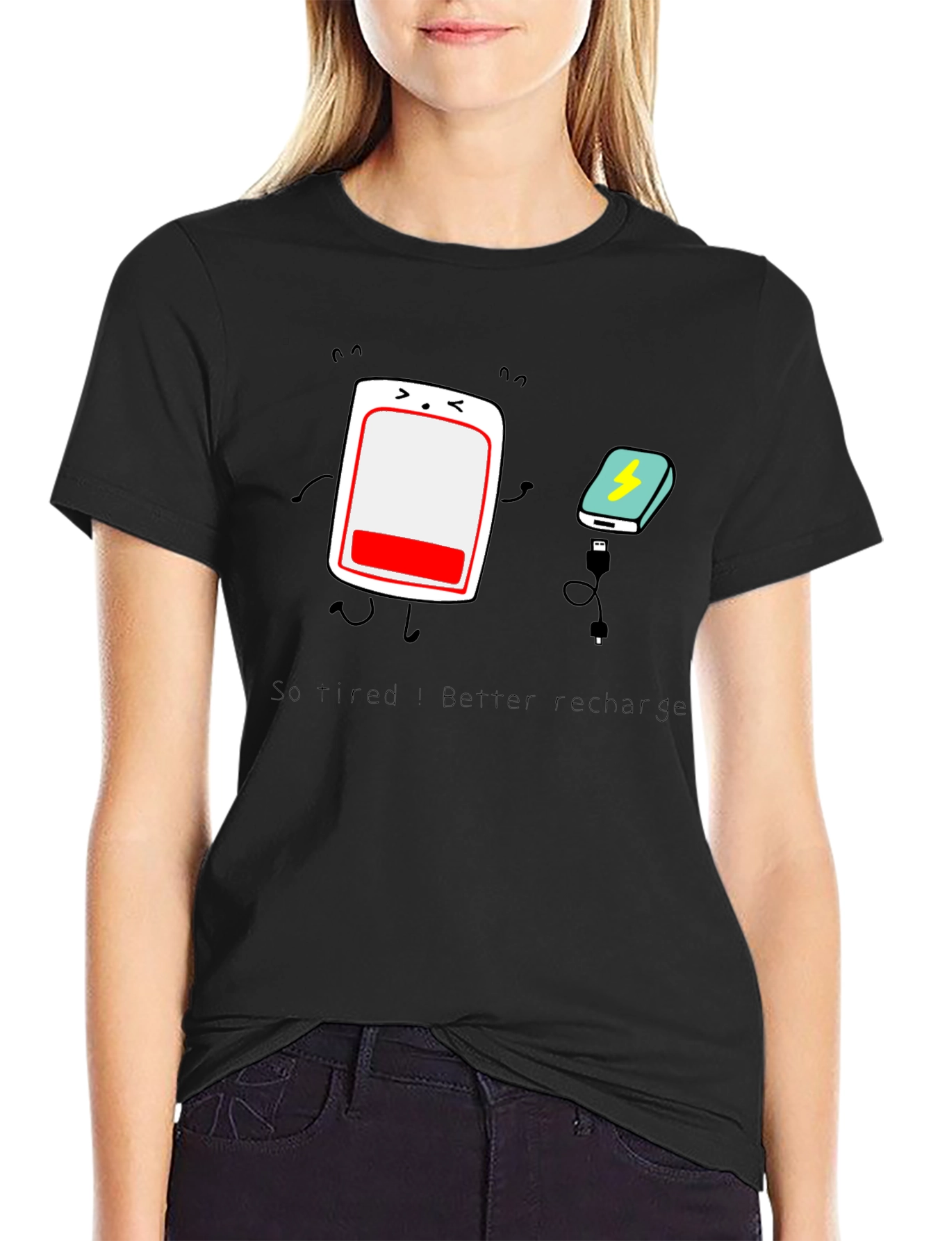 Tired Battery Recharge Graphic T-Shirt - Unisex