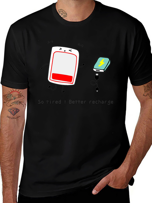 Tired Battery Recharge Graphic T-Shirt - Unisex