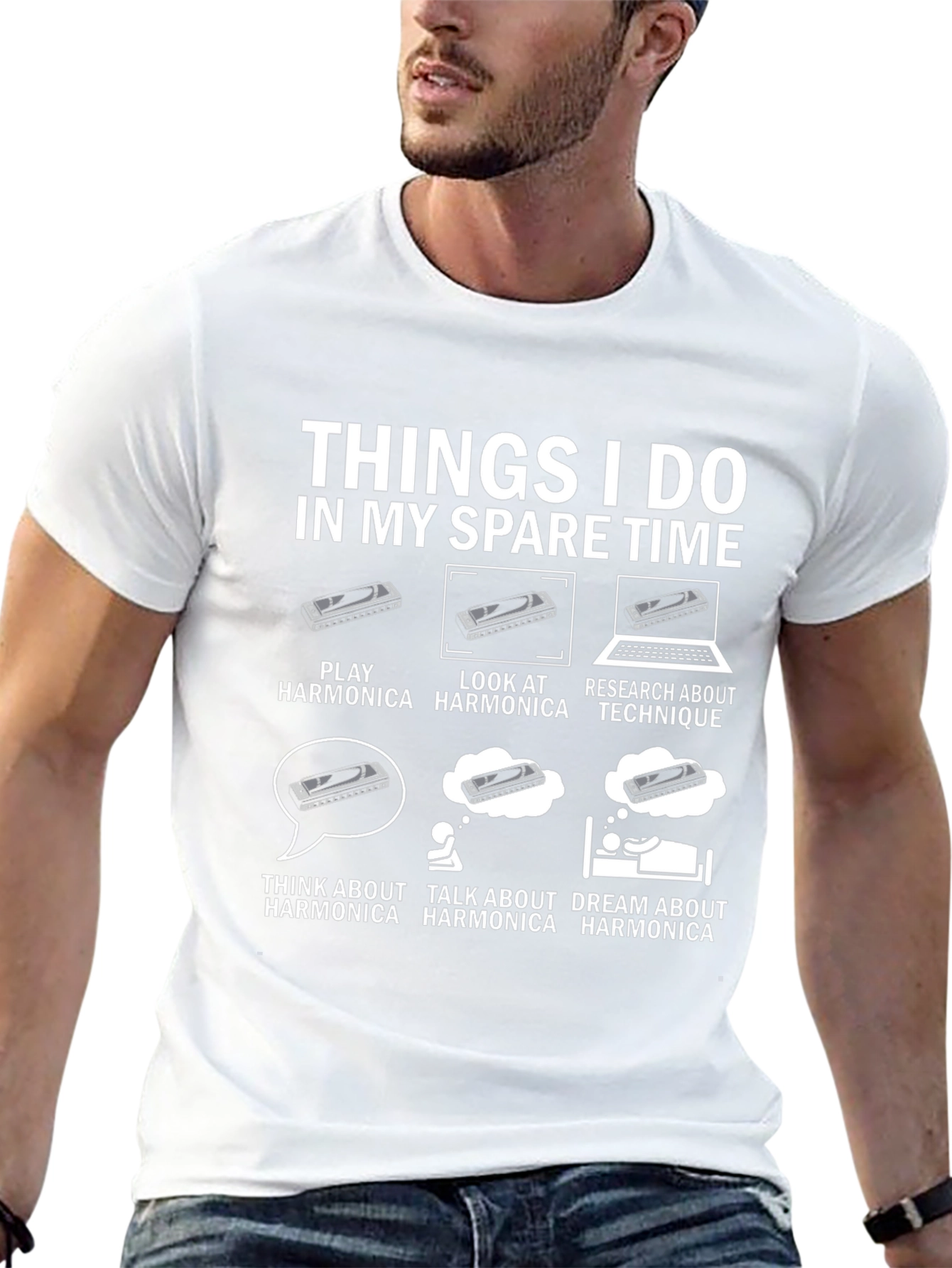 Harmonica Lover T-Shirt: Spare Time Harmonica Design