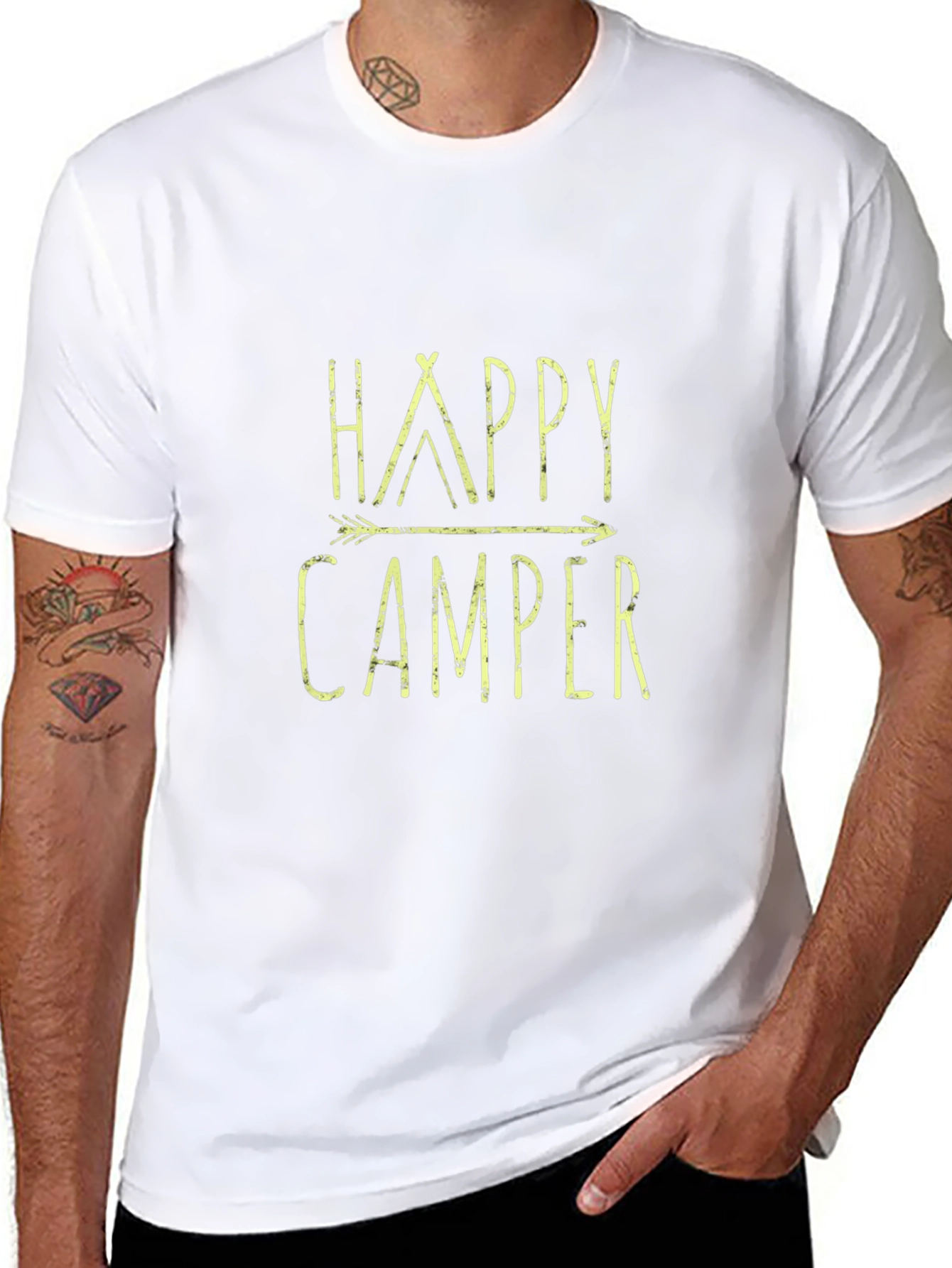 Happy Camper Graphic Tee - Black Casual T-Shirt