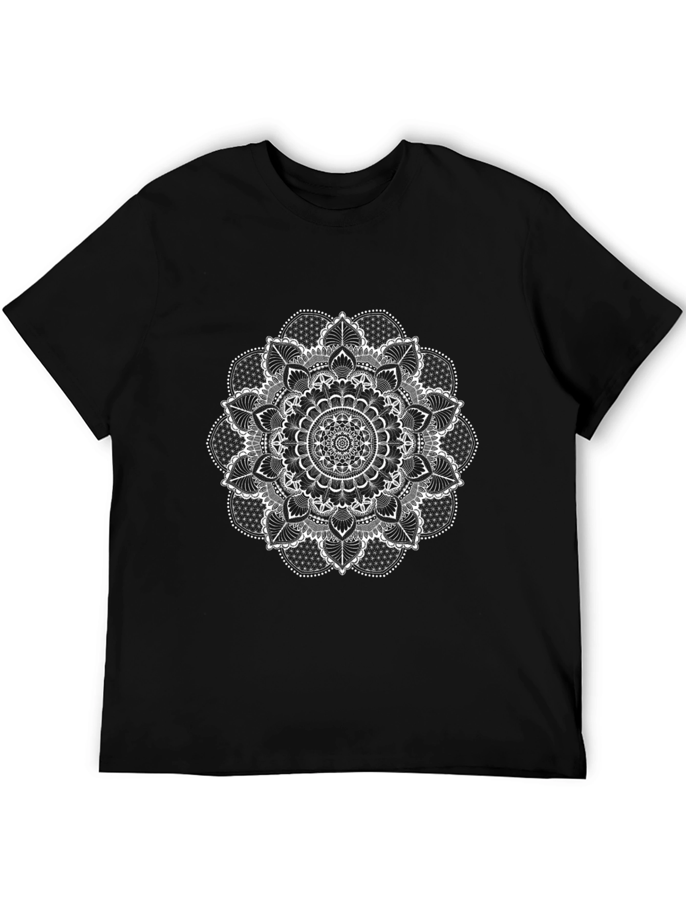 Mens Black Mandala Graphic Tee
