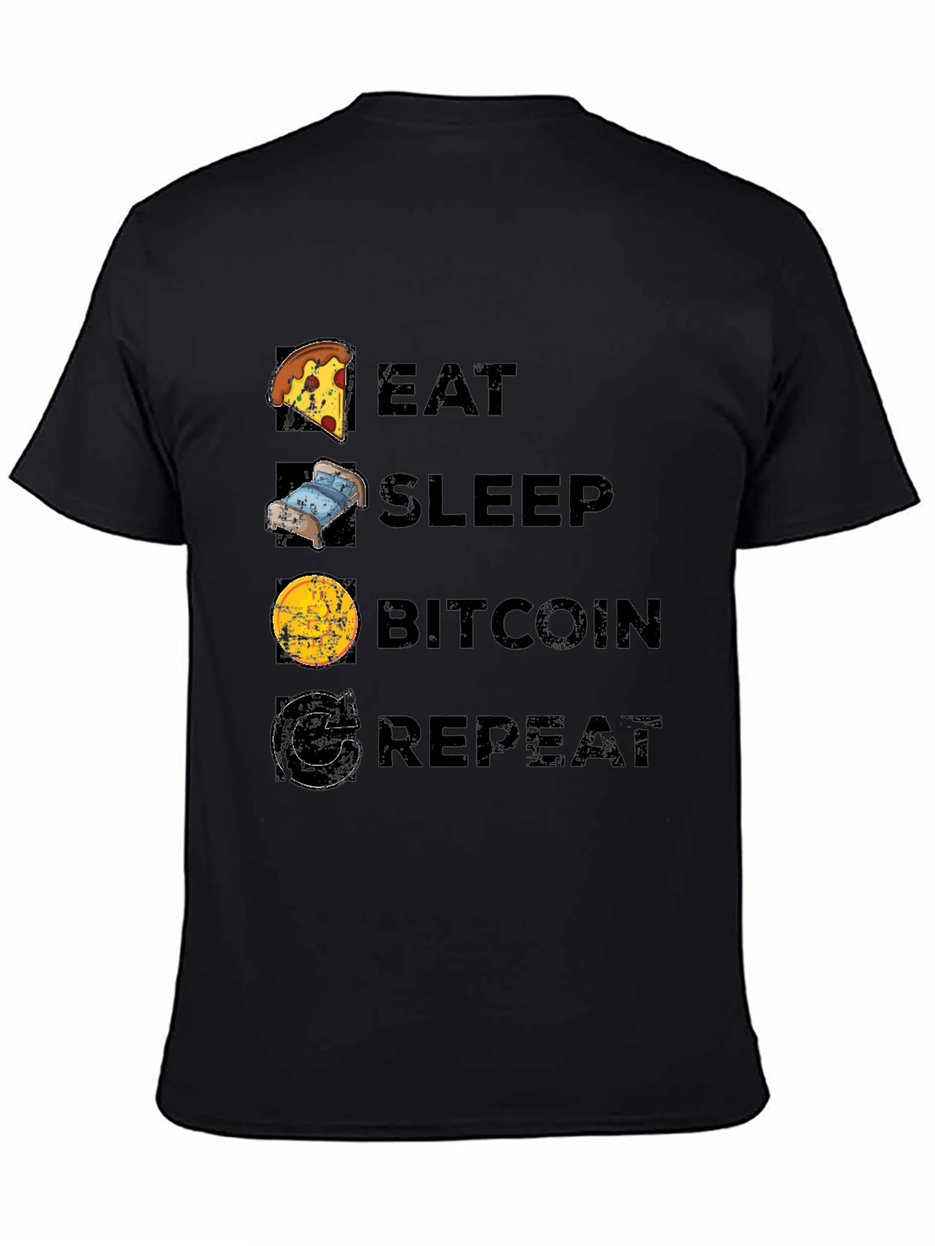 Eat Sleep Bitcoin Repeat Black T-Shirt