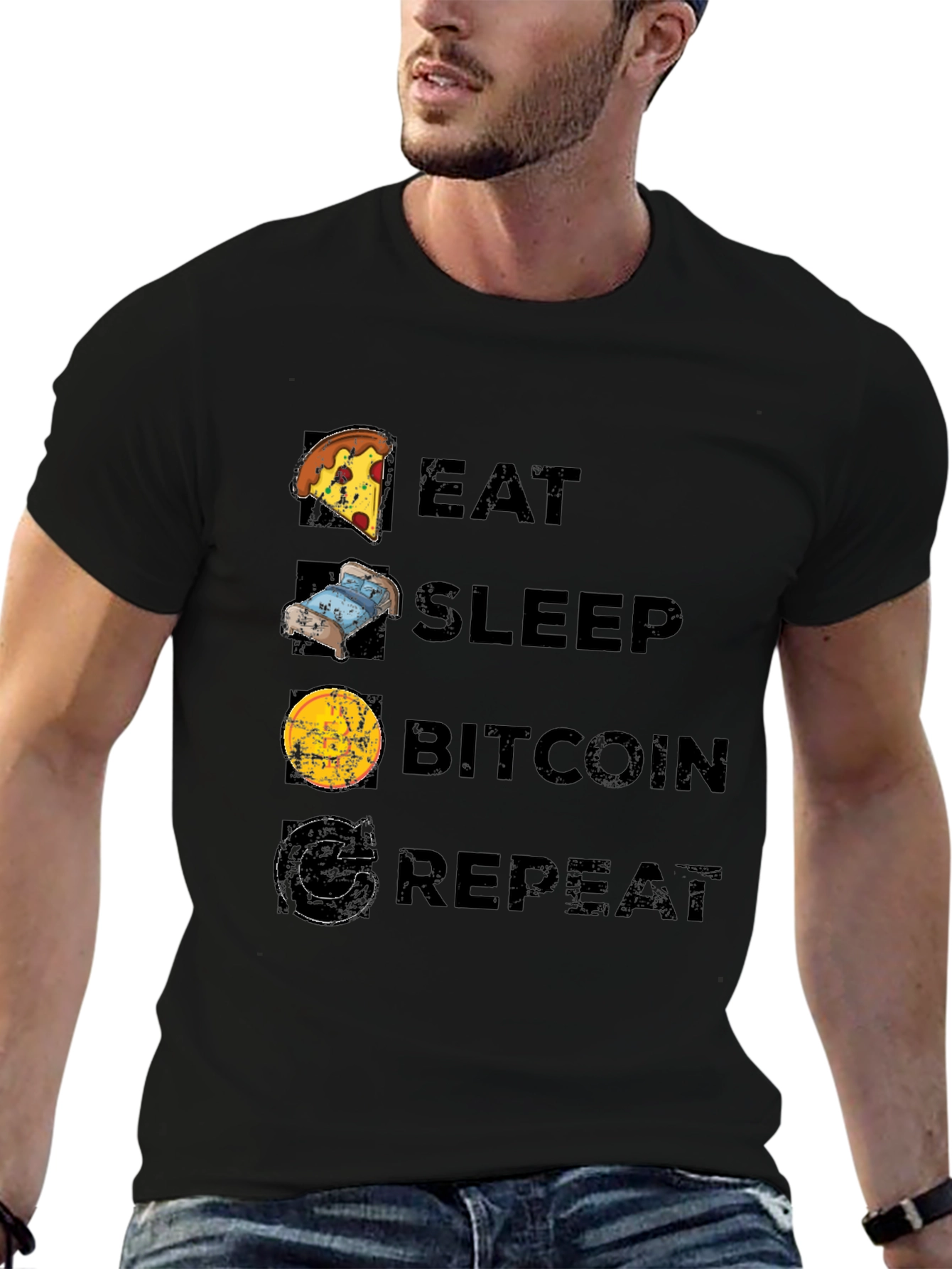 Eat Sleep Bitcoin Repeat Black T-Shirt