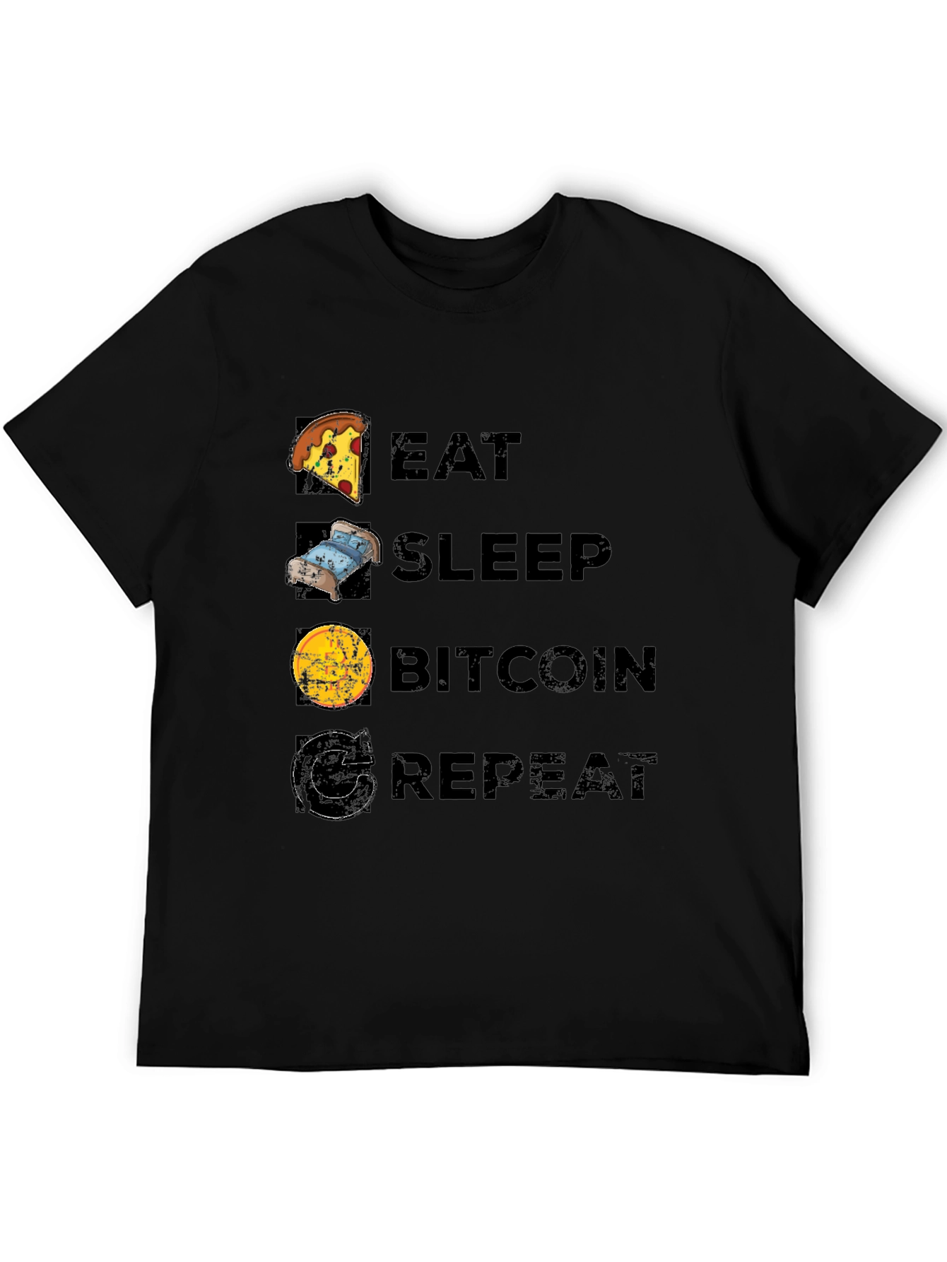 Eat Sleep Bitcoin Repeat Black T-Shirt