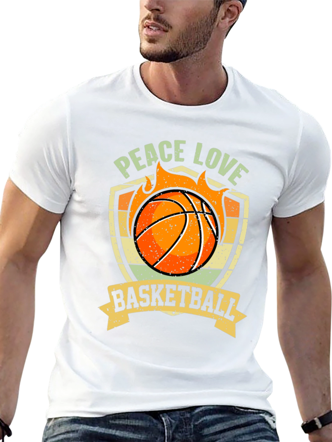 Peace Love Basketball Graphic T-Shirt