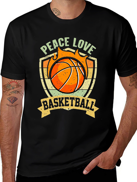 Peace Love Basketball Graphic T-Shirt