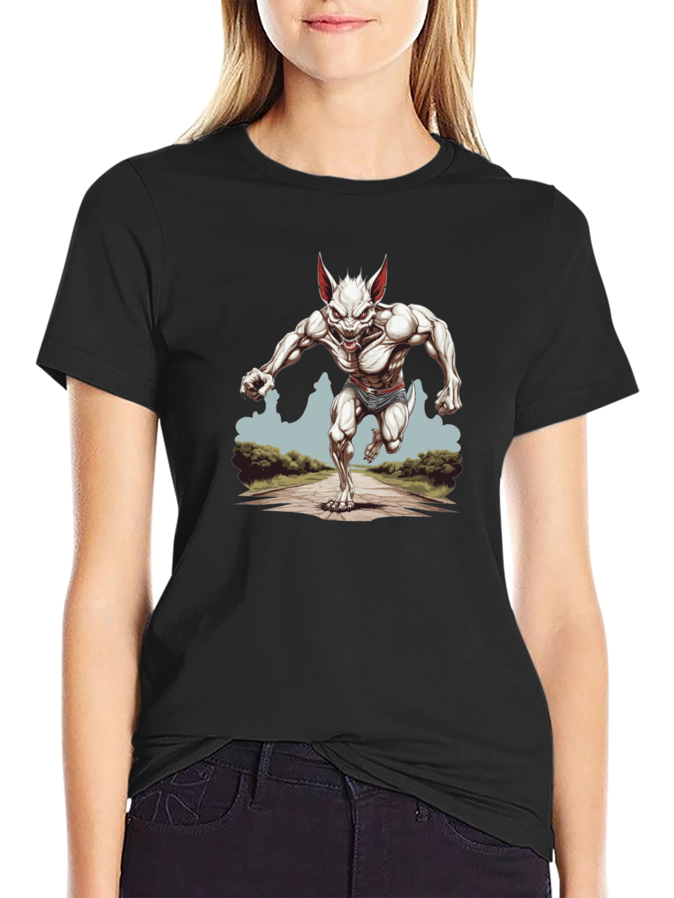 Werewolf Running T-Shirt - Unique Graphic Tee
