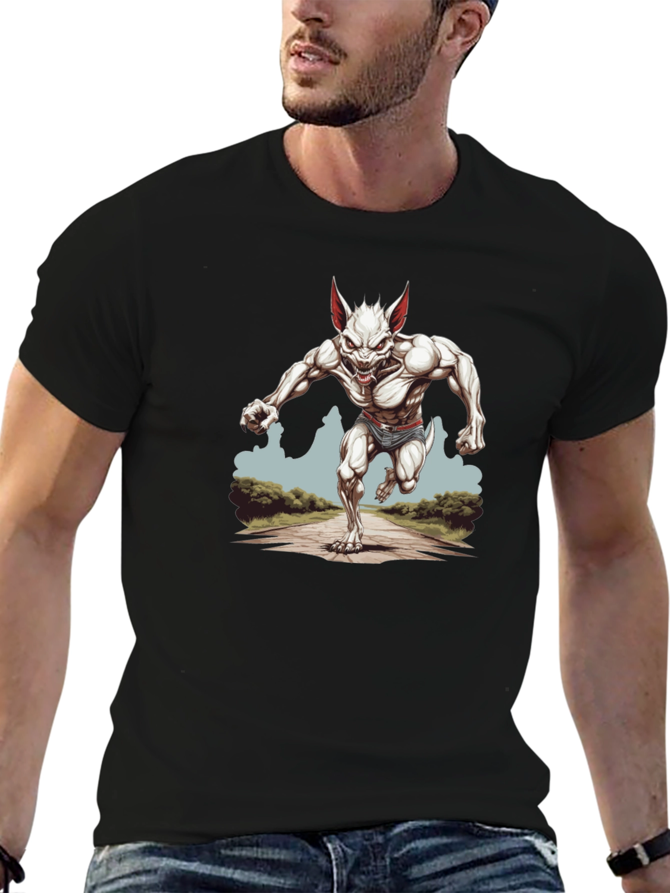 Werewolf Running T-Shirt - Unique Graphic Tee
