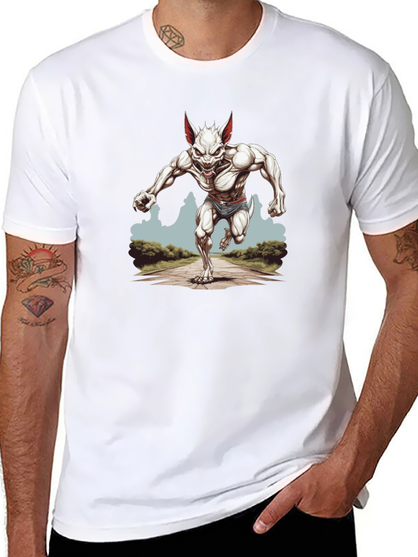 Werewolf Running T-Shirt - Unique Graphic Tee