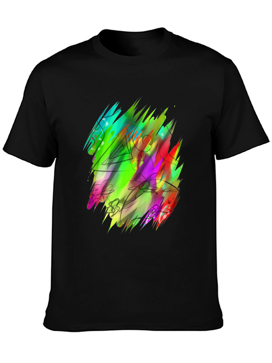 Vibrant Abstract Art Black T-Shirt