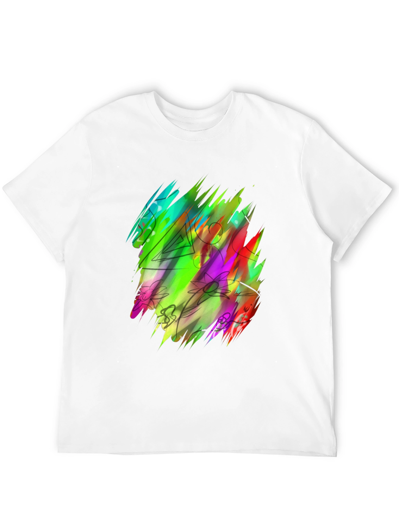 Vibrant Abstract Art Black T-Shirt