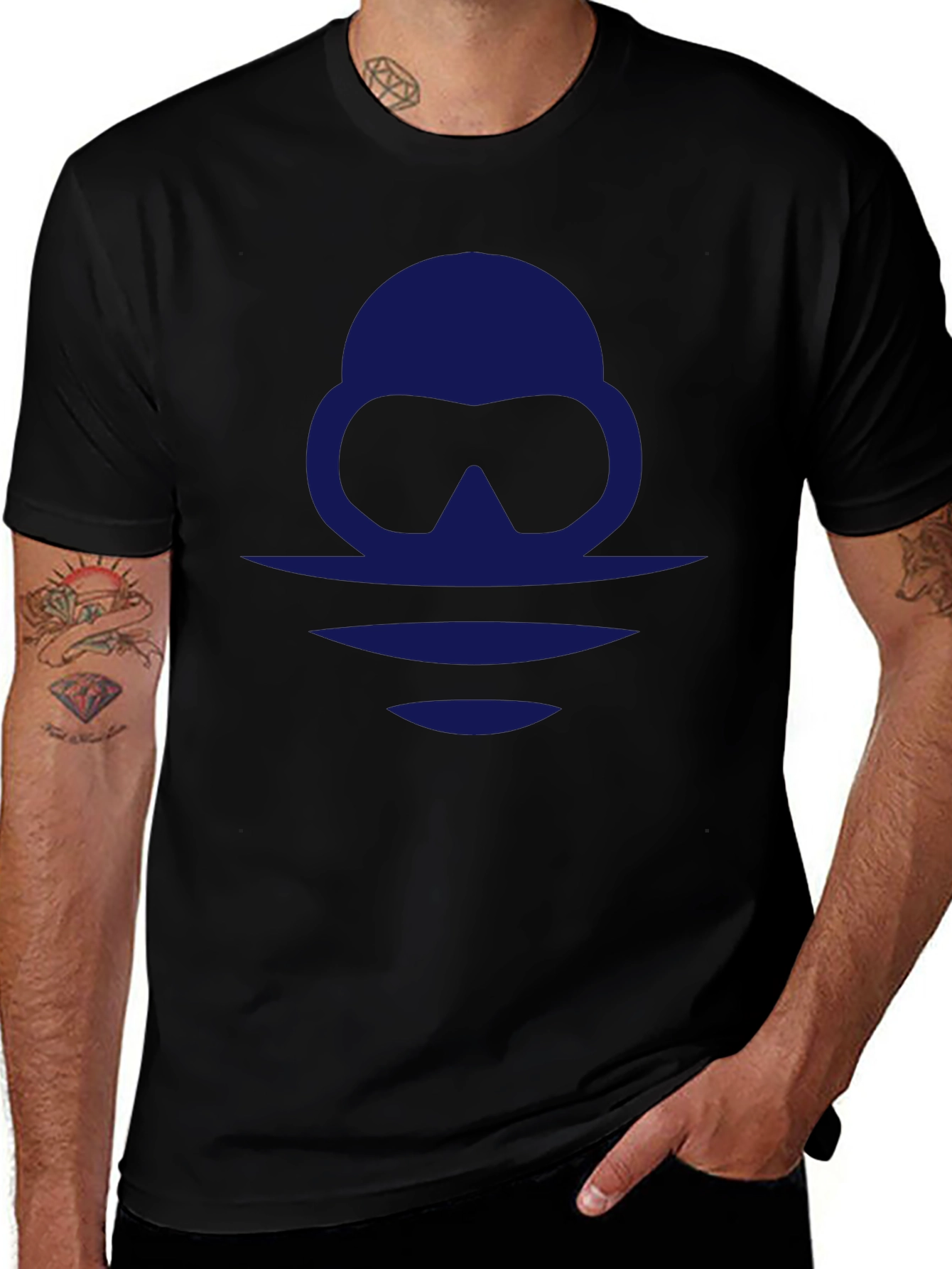 Diver Silhouette Graphic Tee - Black Casual Shirt