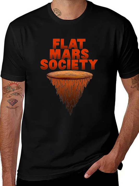 Flat Mars Society Graphic Tee - Novelty T-Shirt