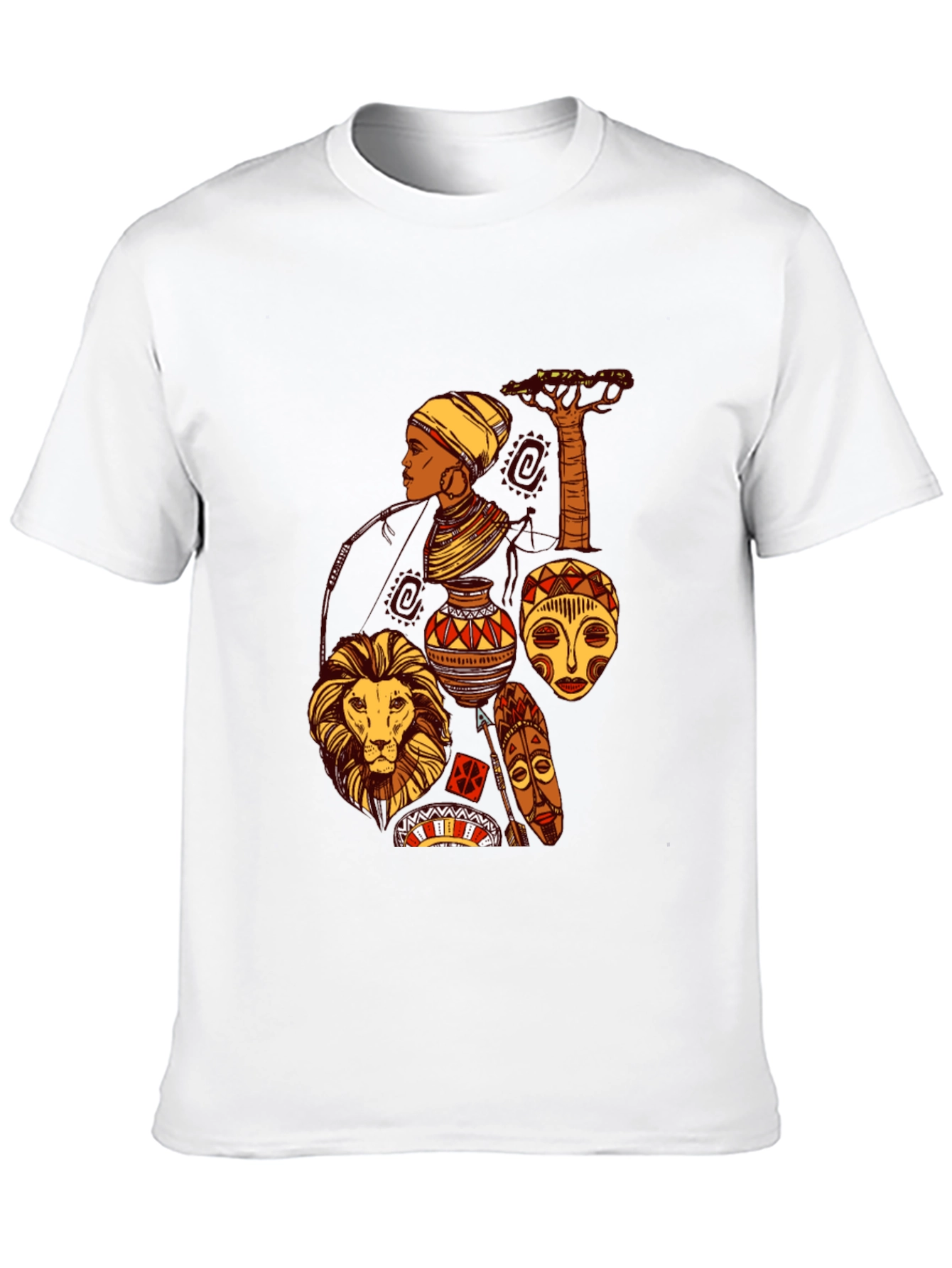 African Culture Graphic Print Black T-Shirt