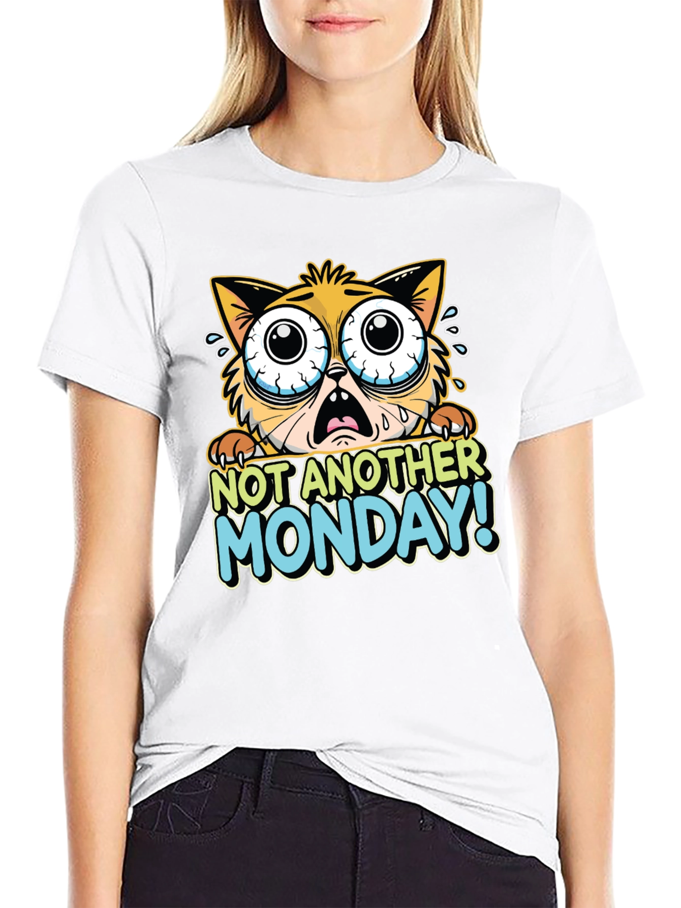 Funny Not Another Monday Cat Graphic T-Shirt