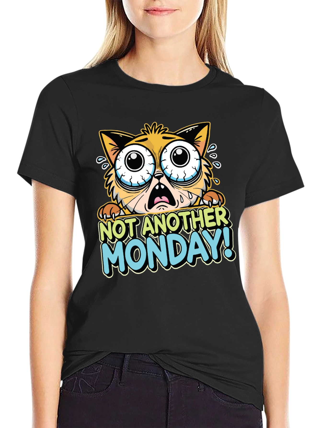 Funny Not Another Monday Cat Graphic T-Shirt