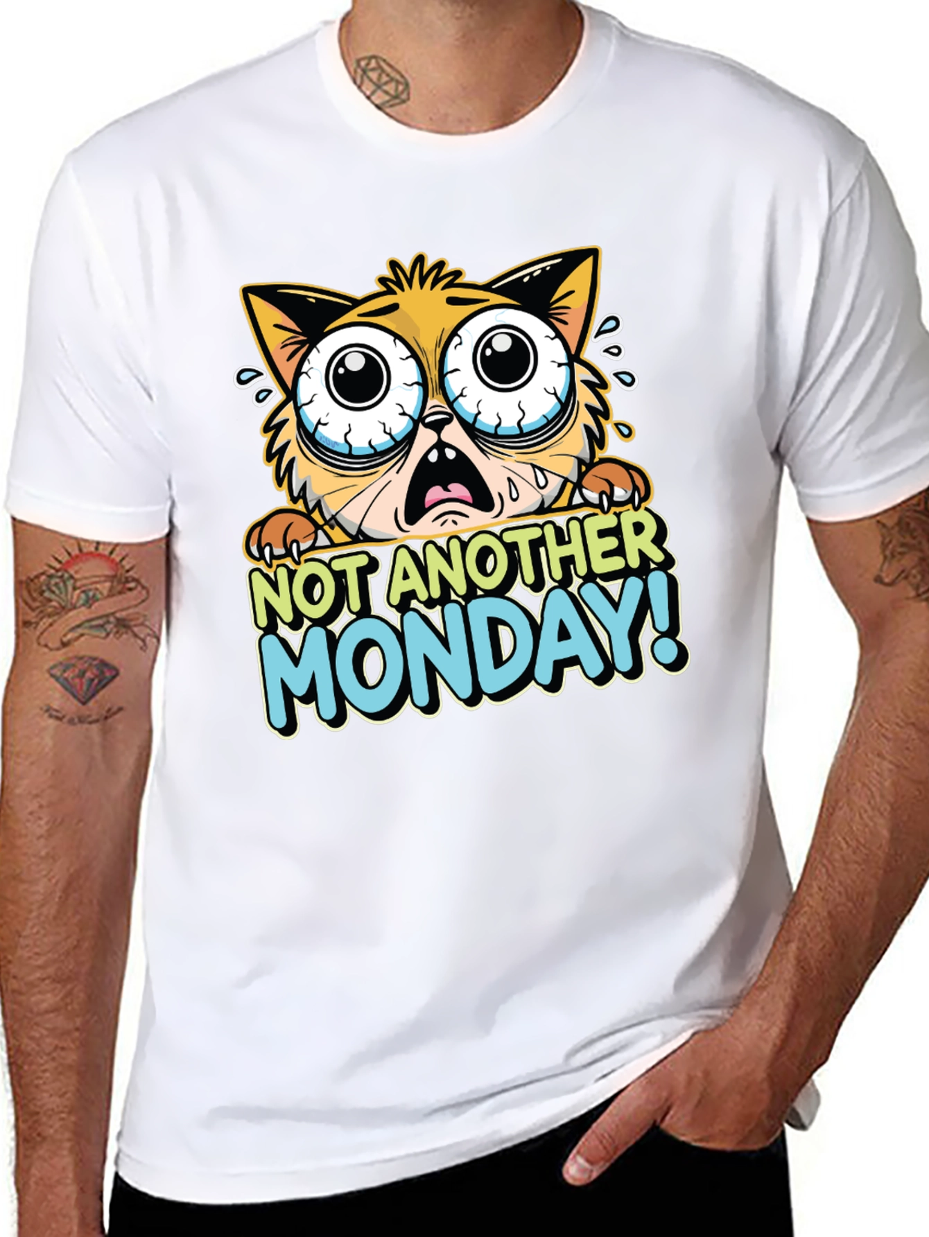 Funny Not Another Monday Cat Graphic T-Shirt