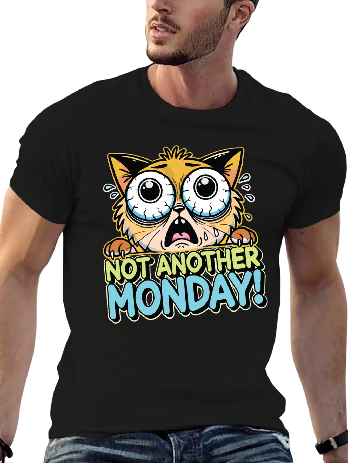 Funny Not Another Monday Cat Graphic T-Shirt