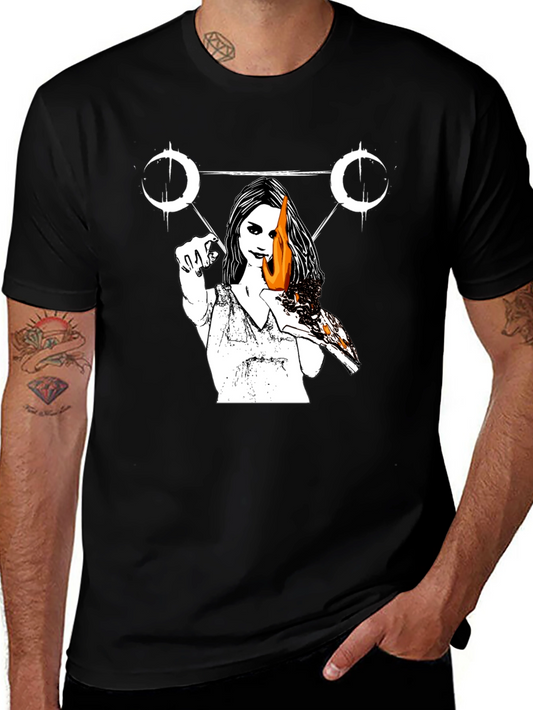 Occult Witchcraft Graphic Print T-Shirt - Black
