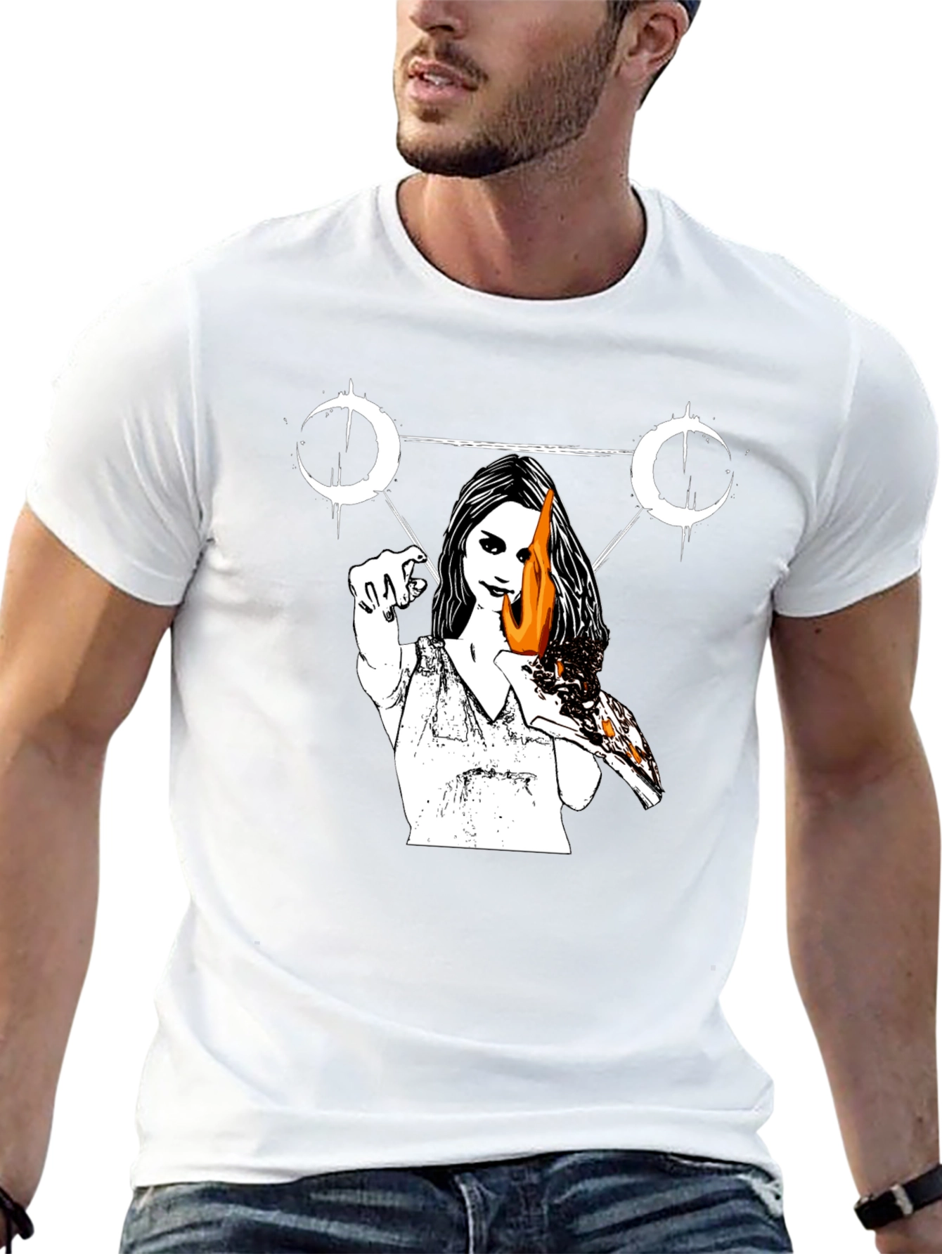Occult Witchcraft Graphic Print T-Shirt - Black