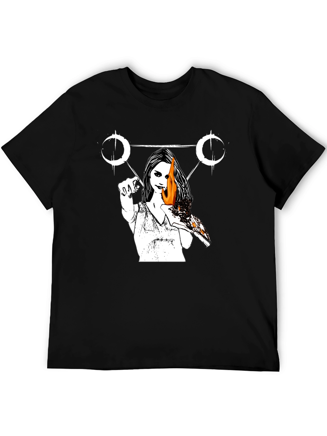 Occult Witchcraft Graphic Print T-Shirt - Black