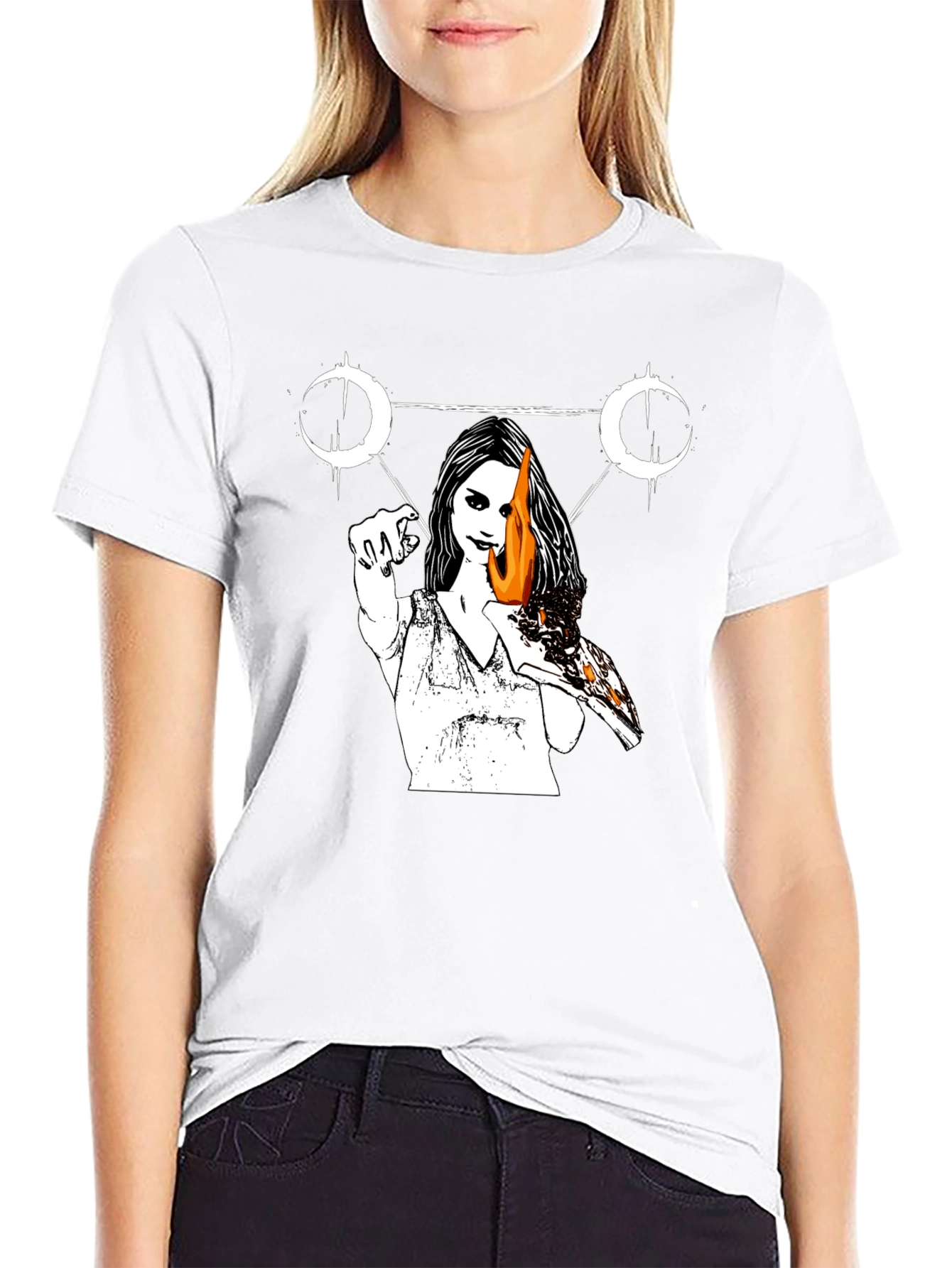 Occult Witchcraft Graphic Print T-Shirt - Black