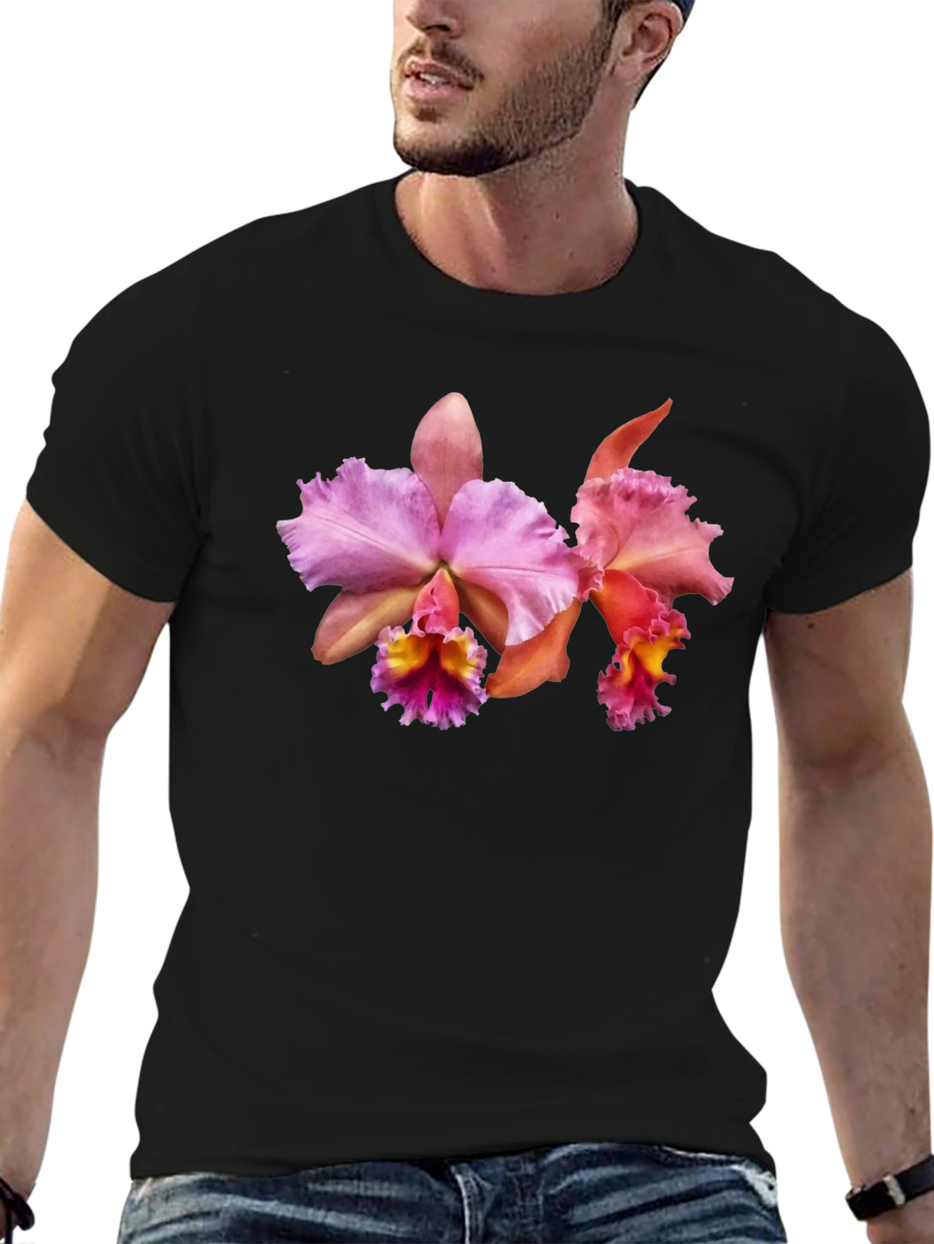 Floral Print T-Shirt - Pink Orchid Design