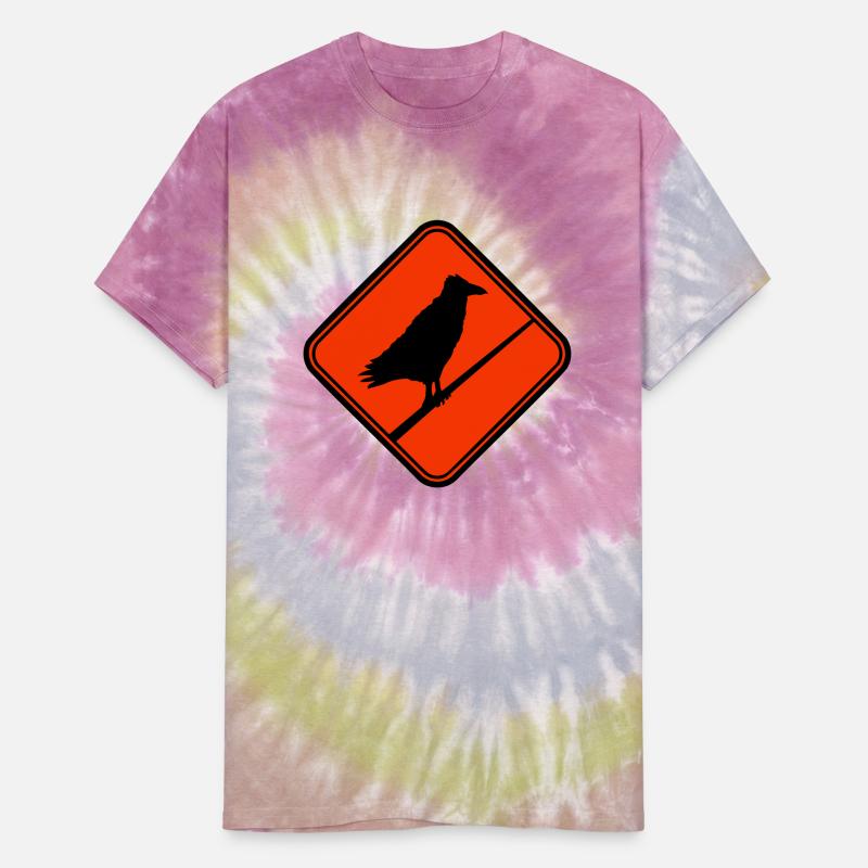 Raven sitting Attention Caution Cable sign Note