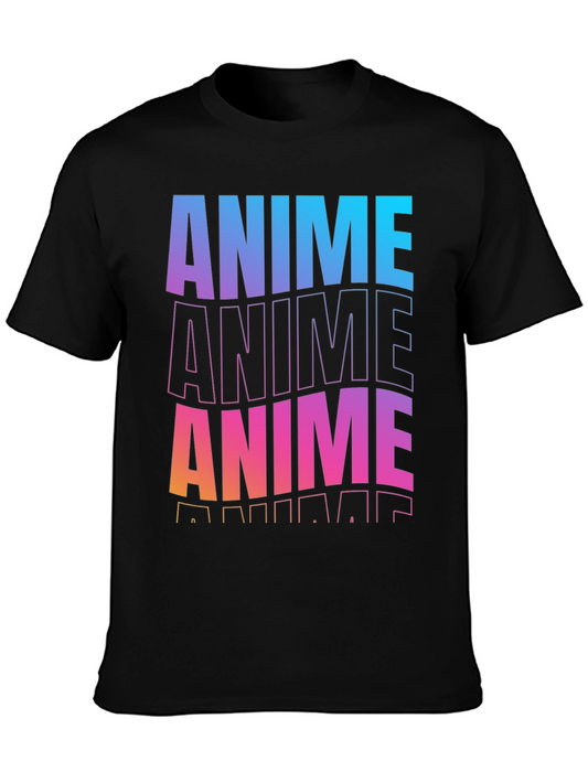 Anime Gradient Graphic Black T-Shirt