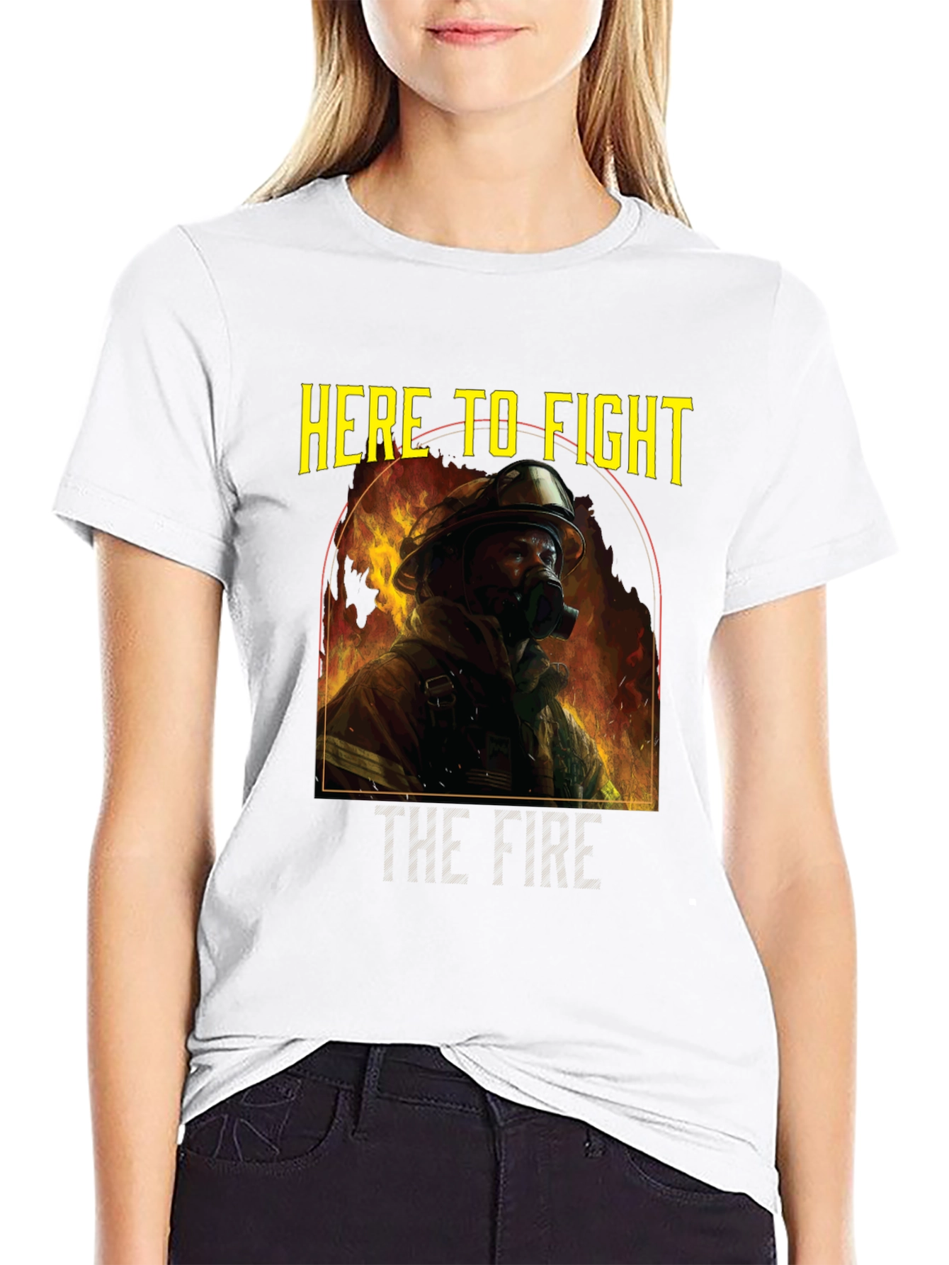Here to Fight Firefighter Graphic Tee