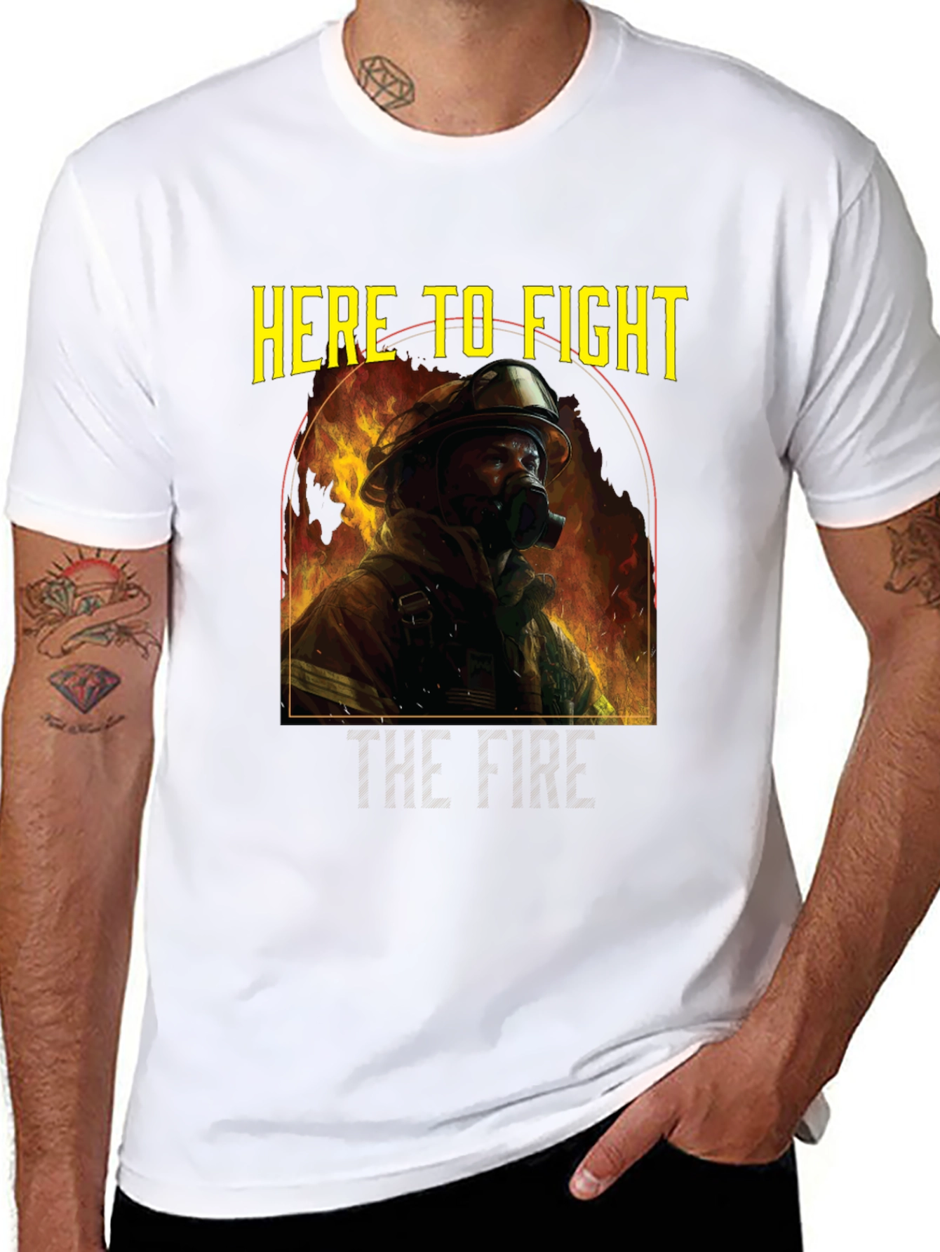 Here to Fight Firefighter Graphic Tee