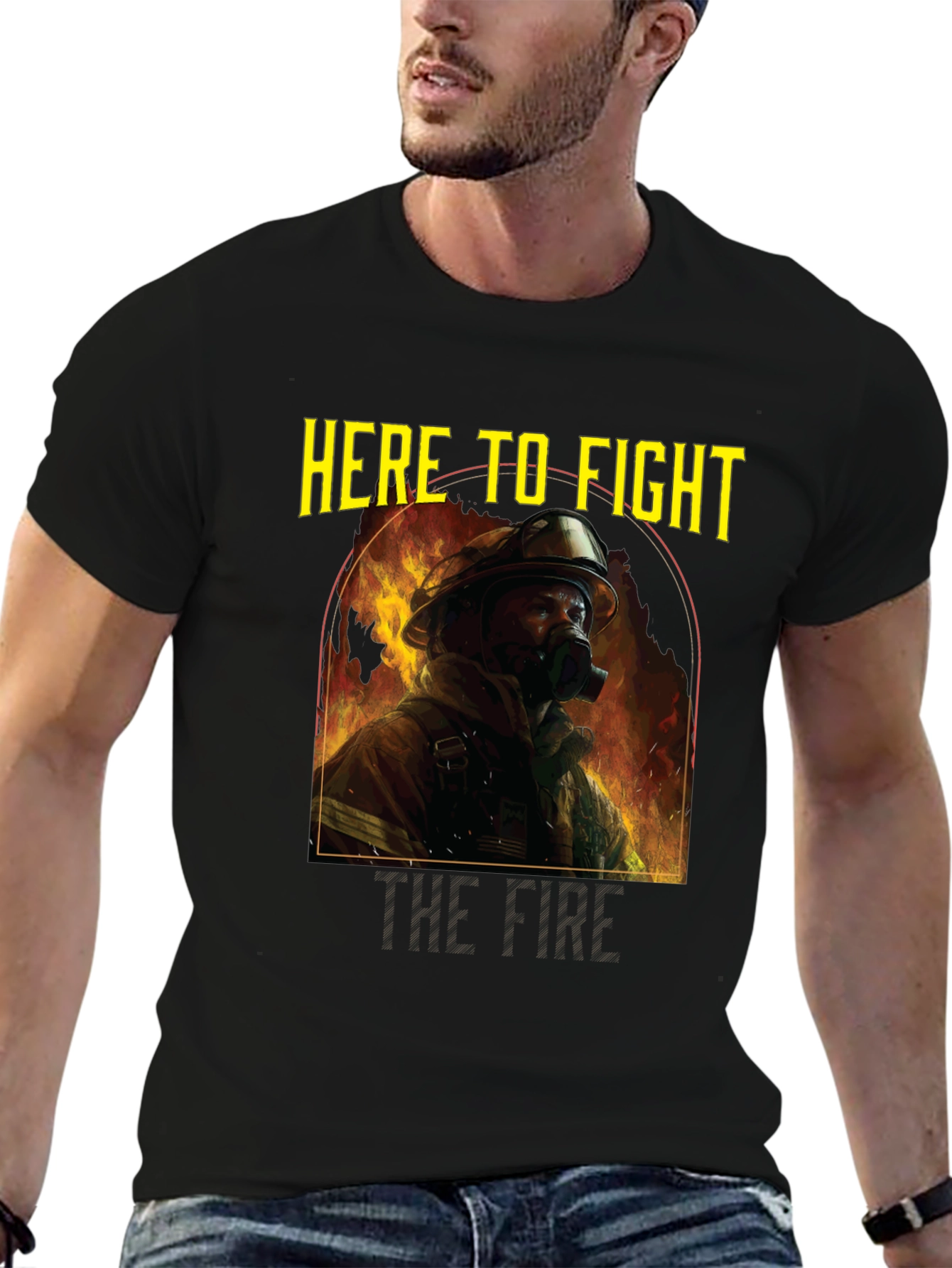 Here to Fight Firefighter Graphic Tee